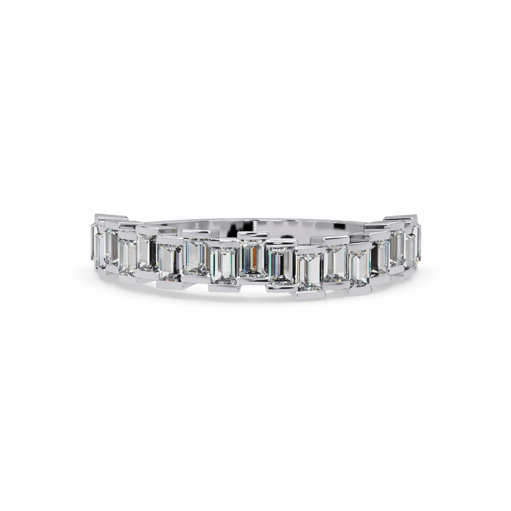 Lab Grown Diamond 1.00 CTW Baguette Classic Eternity Ring- Sterling Silver