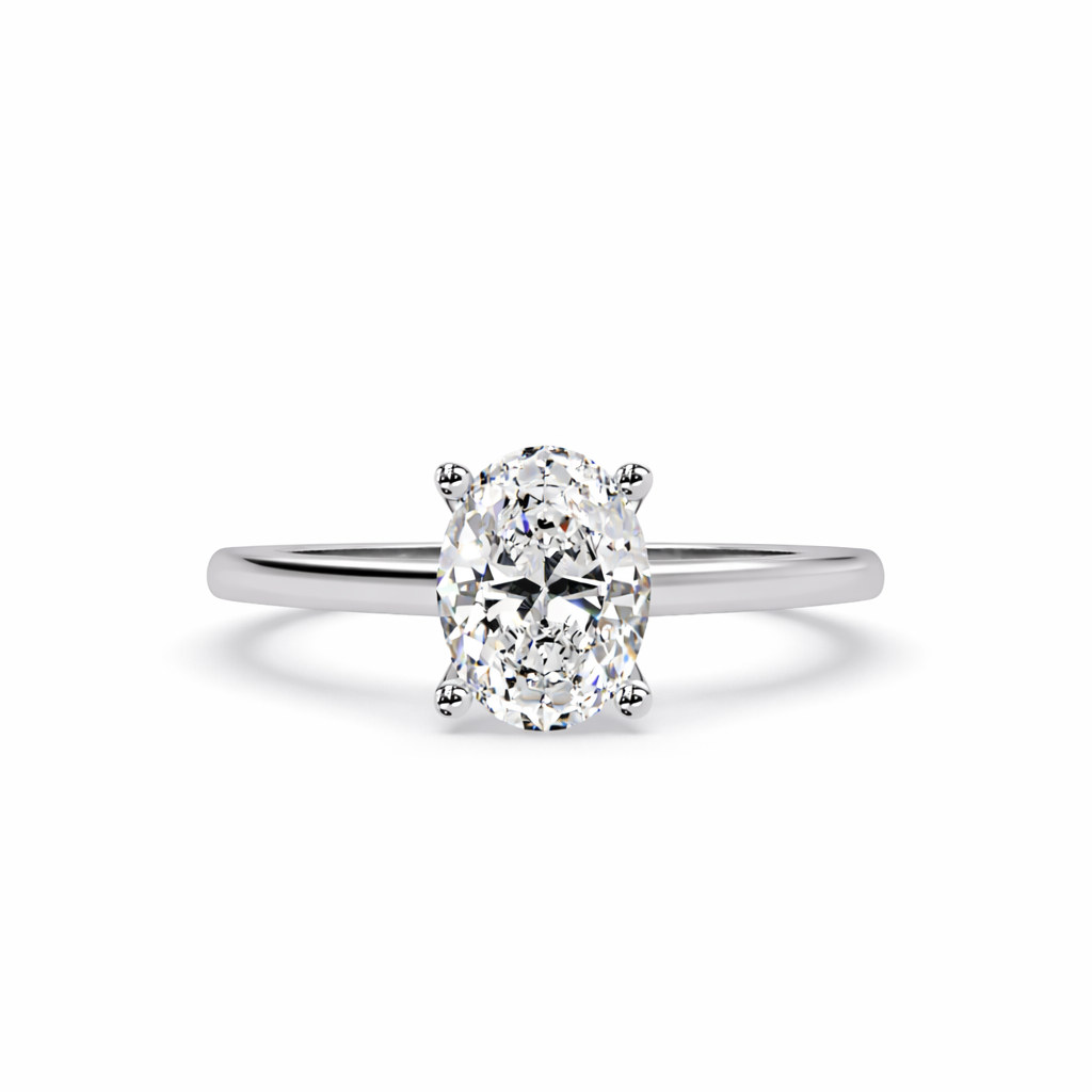 Lab Grown Diamond 1.00 CTW Oval Solitaire Ring- Sterling Silver