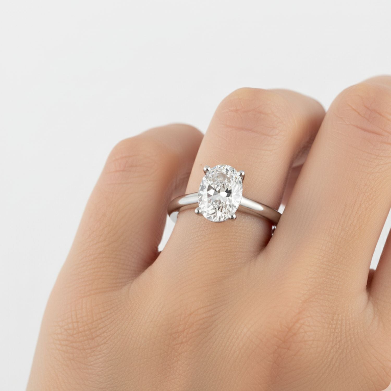 Lab Grown Diamond 1.00 CTW Oval Solitaire Ring- Sterling Silver