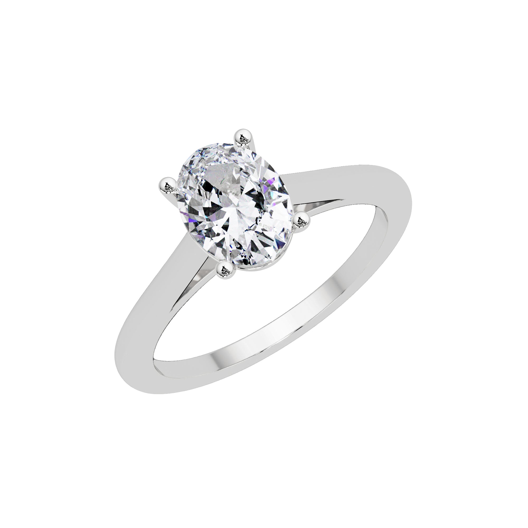 Lab Grown Diamond 1.00 CTW Oval Solitaire Ring- Sterling Silver