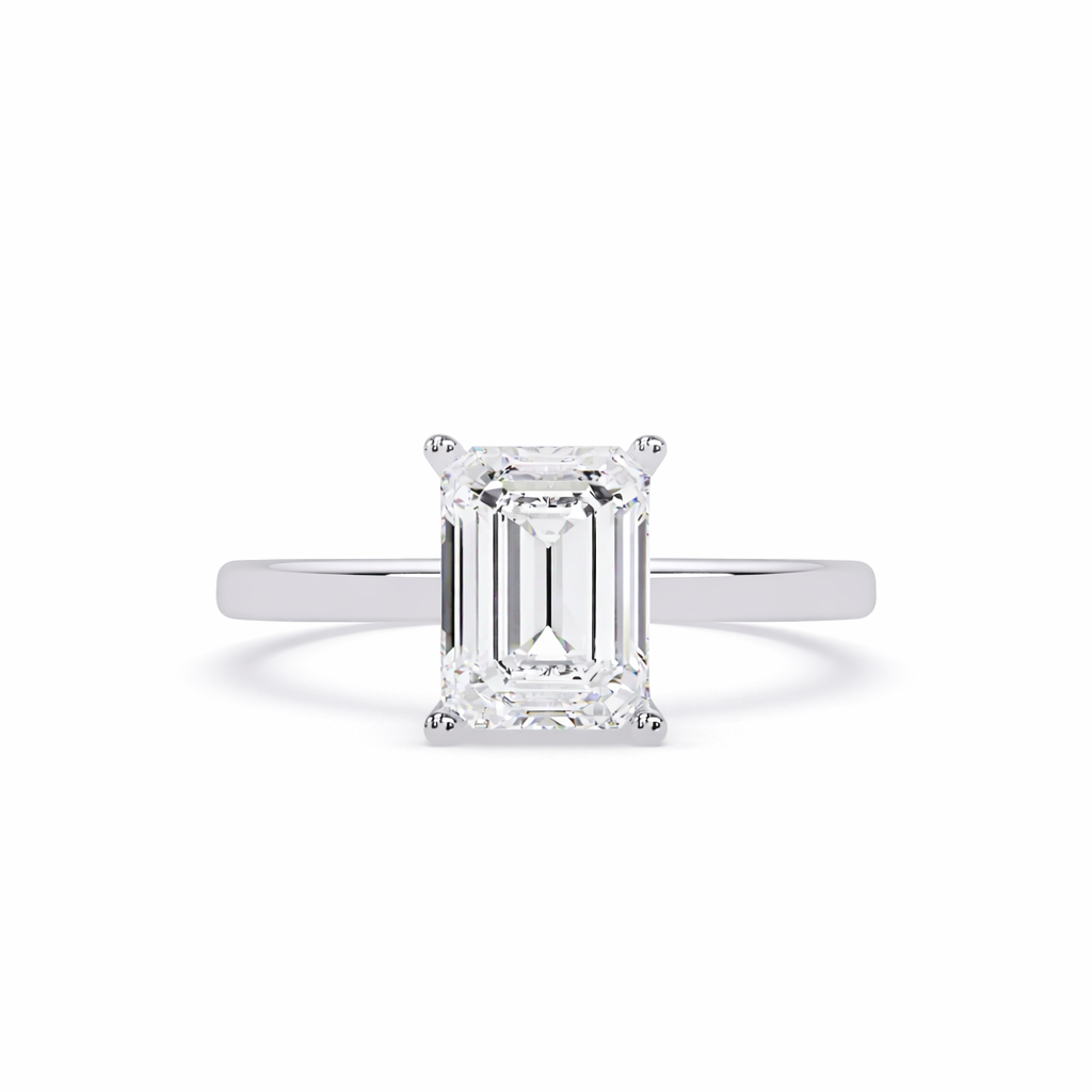 Lab Grown Diamond 2.00 CTW Octagon Solitaire Ring- Sterling Silver