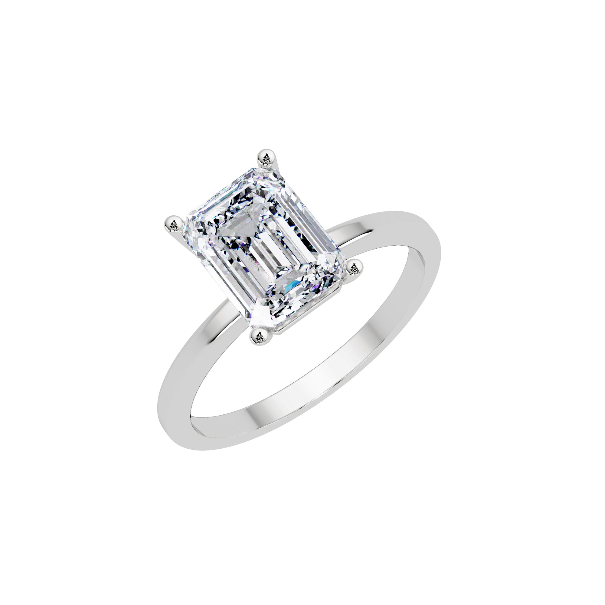 Lab Grown Diamond 2.00 CTW Octagon Solitaire Ring- Sterling Silver