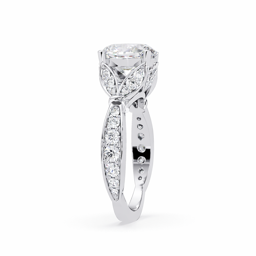 Lab Grown Diamond 2.50 CTW Oval Floral Halo Design Ring- Sterling Silver