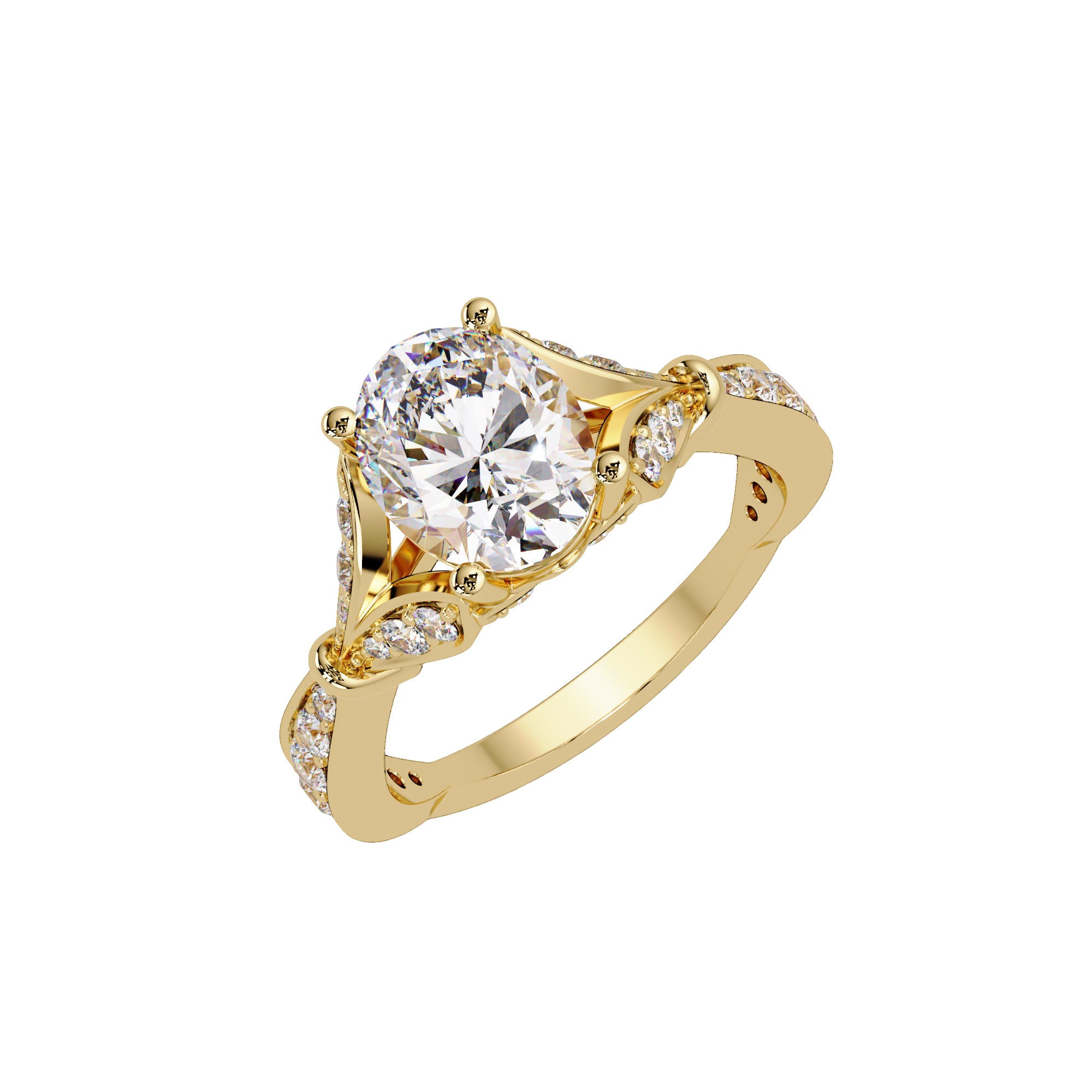 Lab Grown Diamond 2.50 CTW Oval Floral Halo Design Ring- Sterling Silver