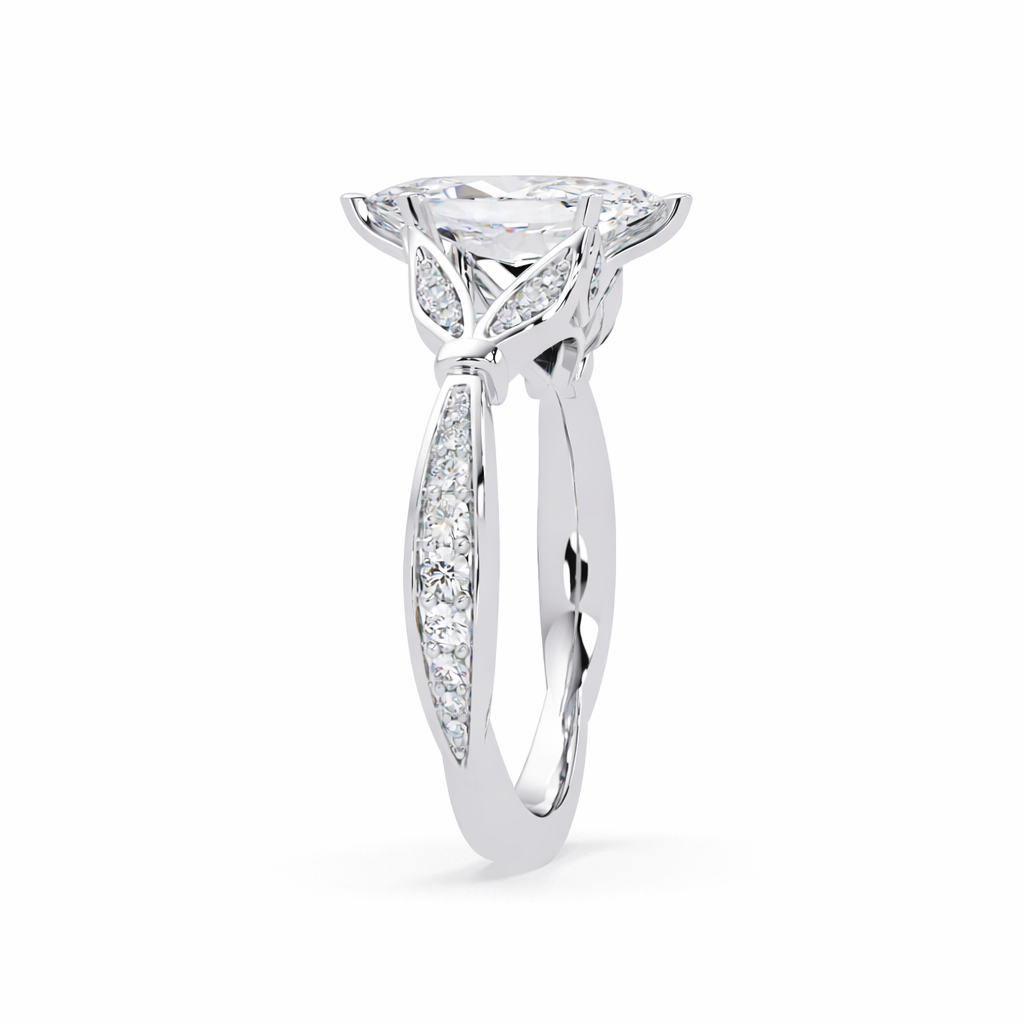 Lab Grown Diamond 1.70 CTW Marquise Vintage Leaf Accents Ring- Sterling Silver
