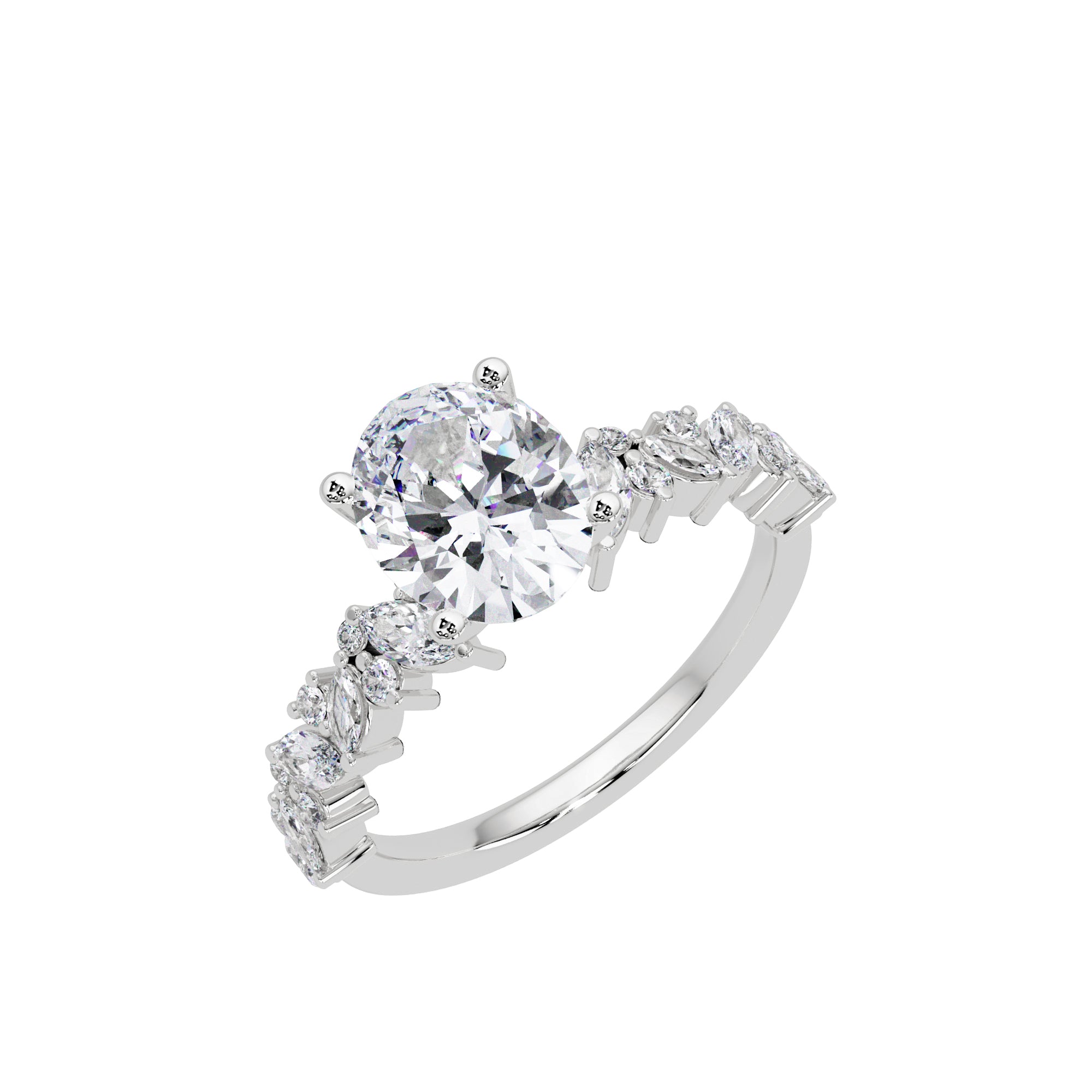 Lab Grown Diamond 2.85 CTW Marquise Side Stone Ring- Sterling Silver