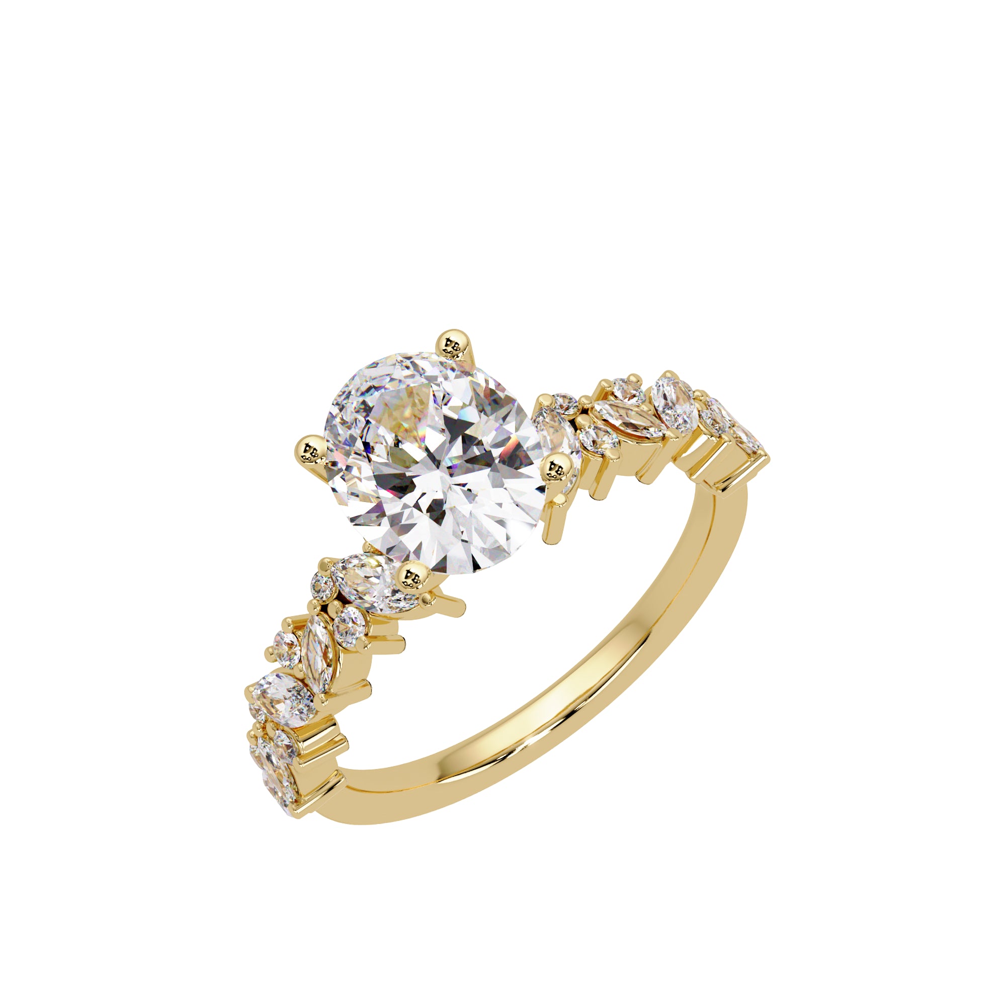 Lab Grown Diamond 2.85 CTW Marquise Side Stone Ring- Sterling Silver