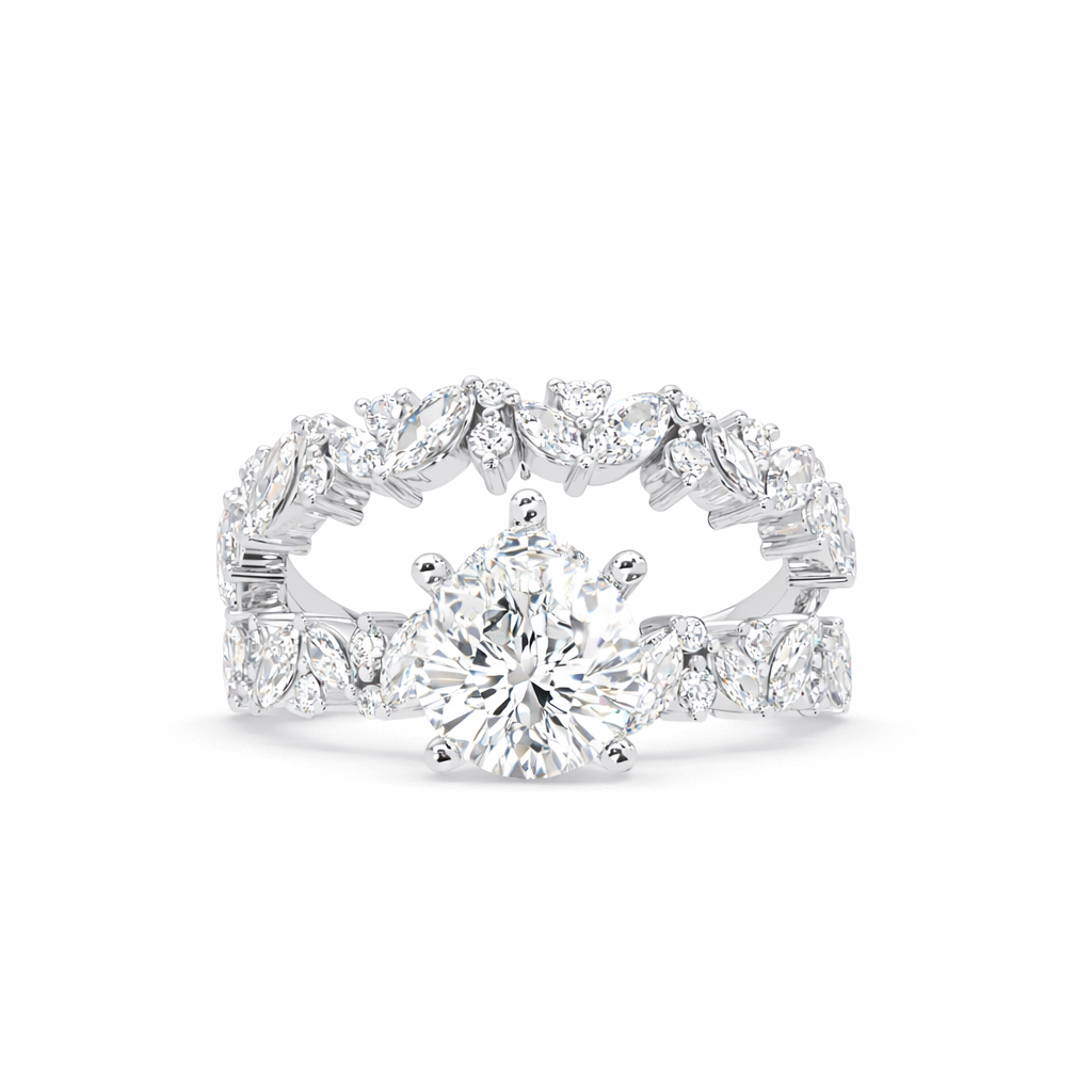 Lab Grown Diamond 2.75 CTW Pear Side Stone Ring- Sterling Silver