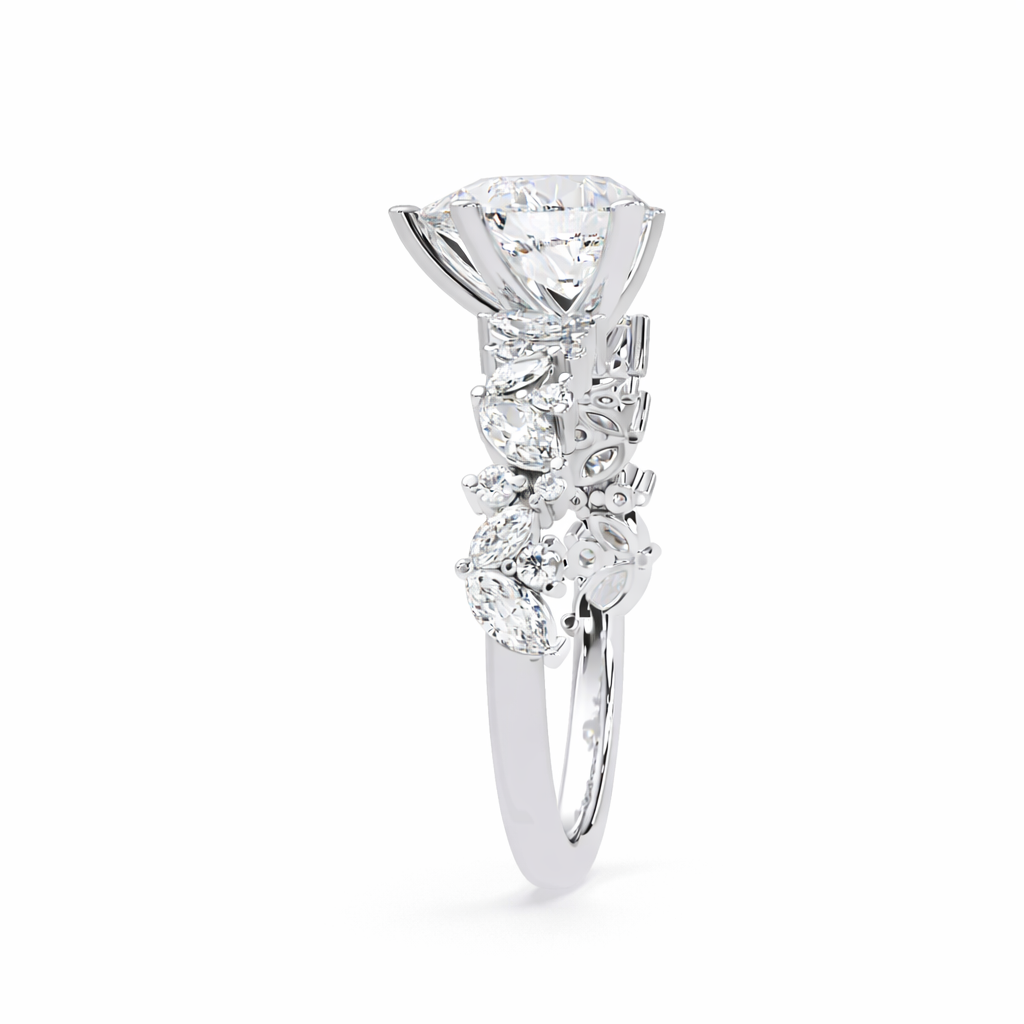 Lab Grown Diamond 2.75 CTW Pear Side Stone Ring- Sterling Silver