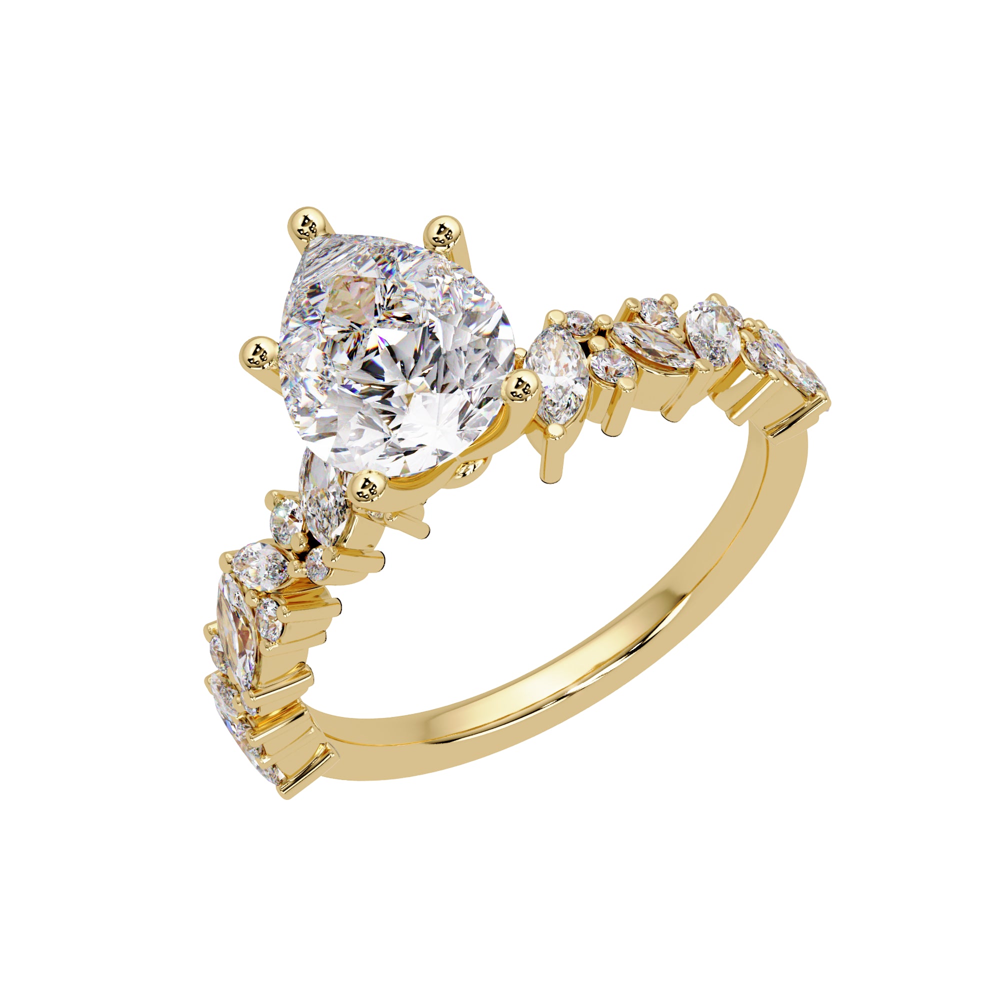 Lab Grown Diamond 2.75 CTW Pear Side Stone Ring- Sterling Silver
