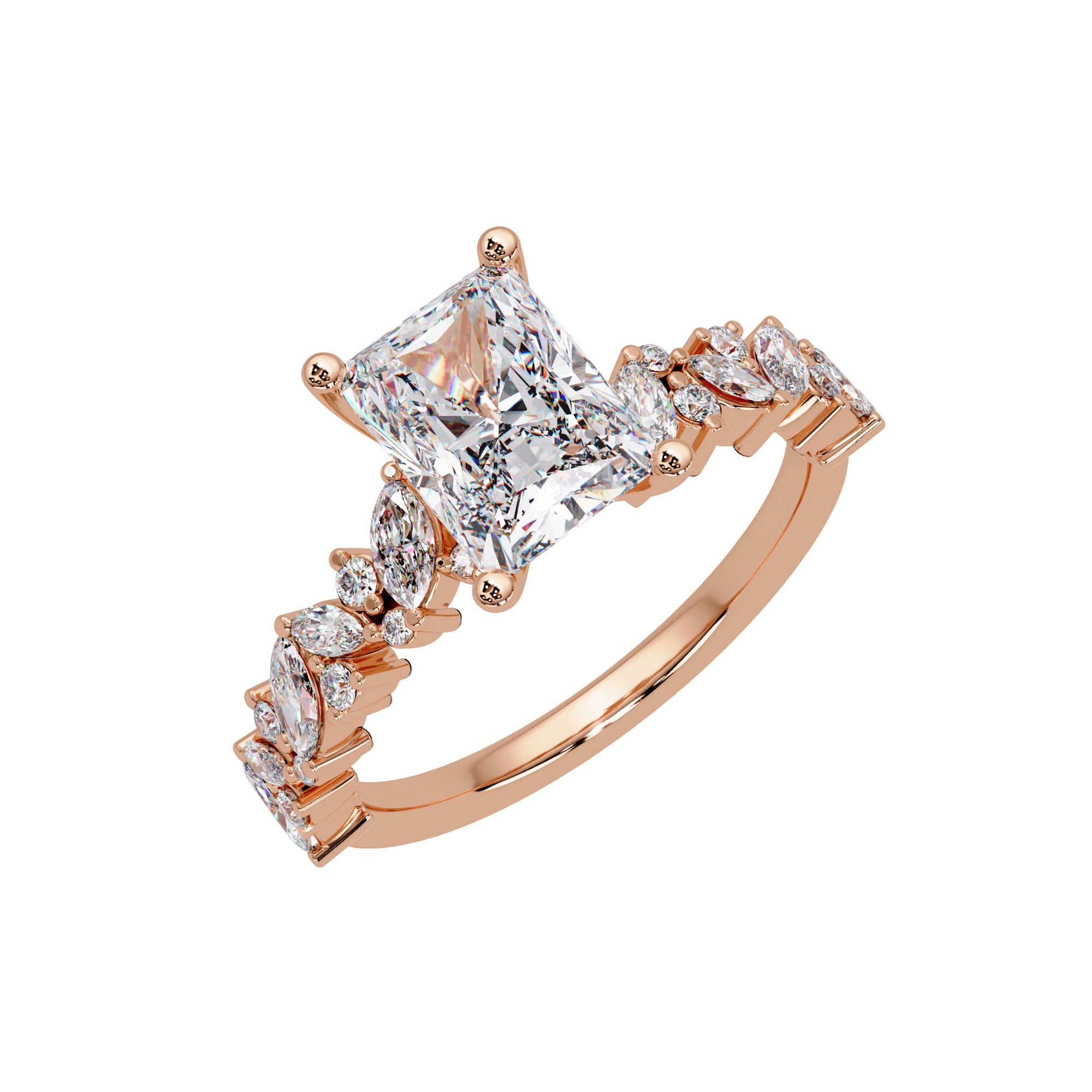 Lab Grown Diamond 3.15 CTW Octagon Side Stone Ring- Sterling Silver