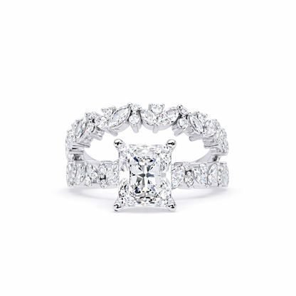 Lab Grown Diamond 3.15 CTW Octagon Side Stone Ring- Sterling Silver