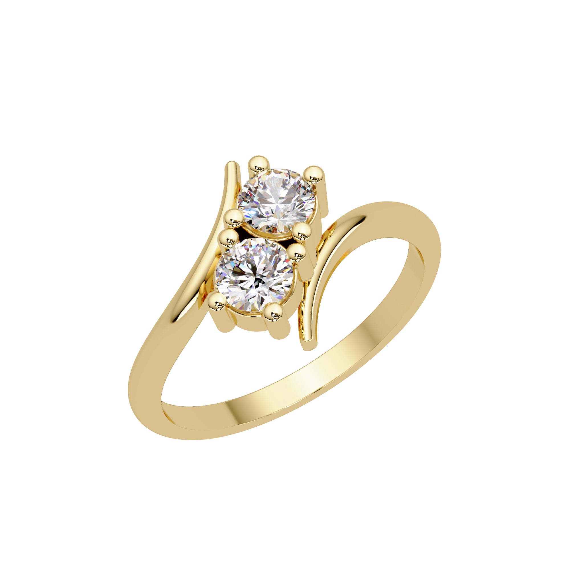 Lab Grown Diamond 0.50 CTW Round Two-Stone Bypass Ring- Sterling Silver