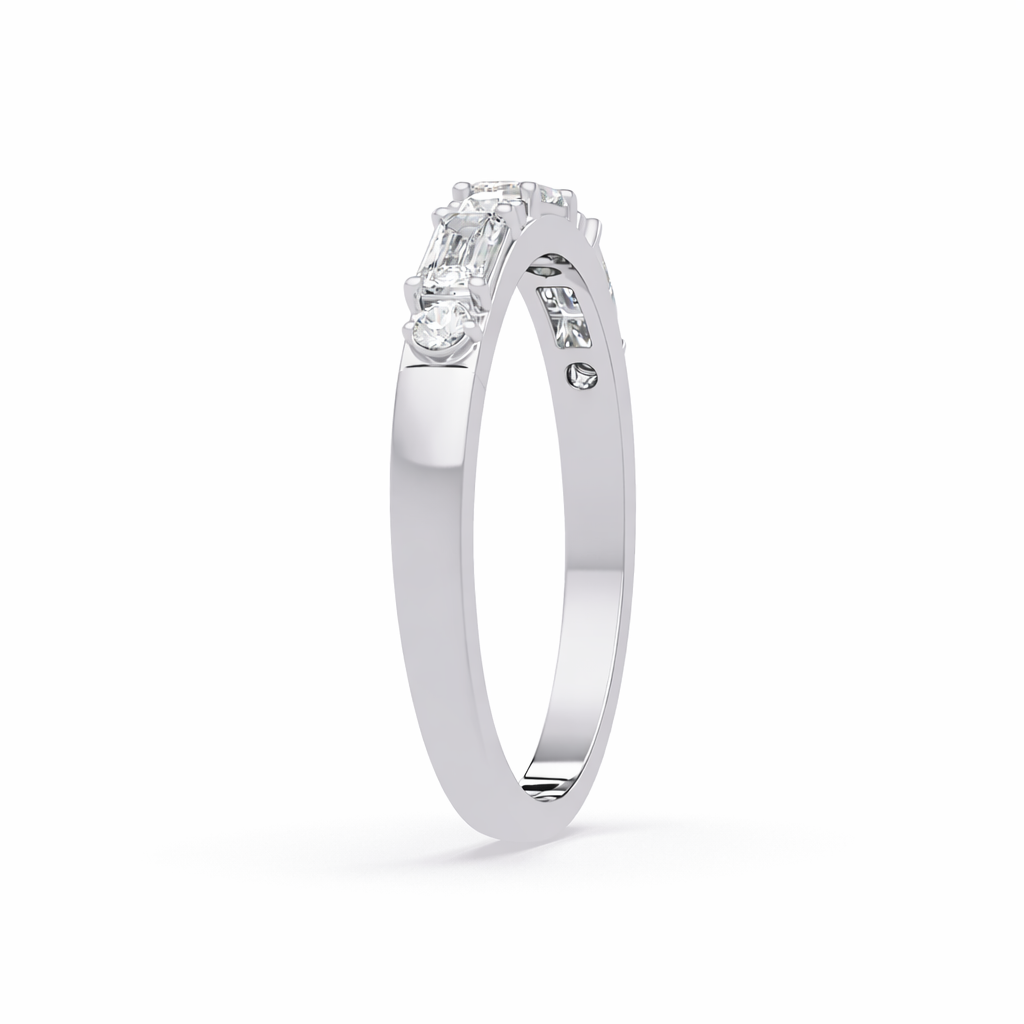 Lab Grown Diamond 0.60 CTW Octagon Eternity Stackable Ring- Sterling Silver