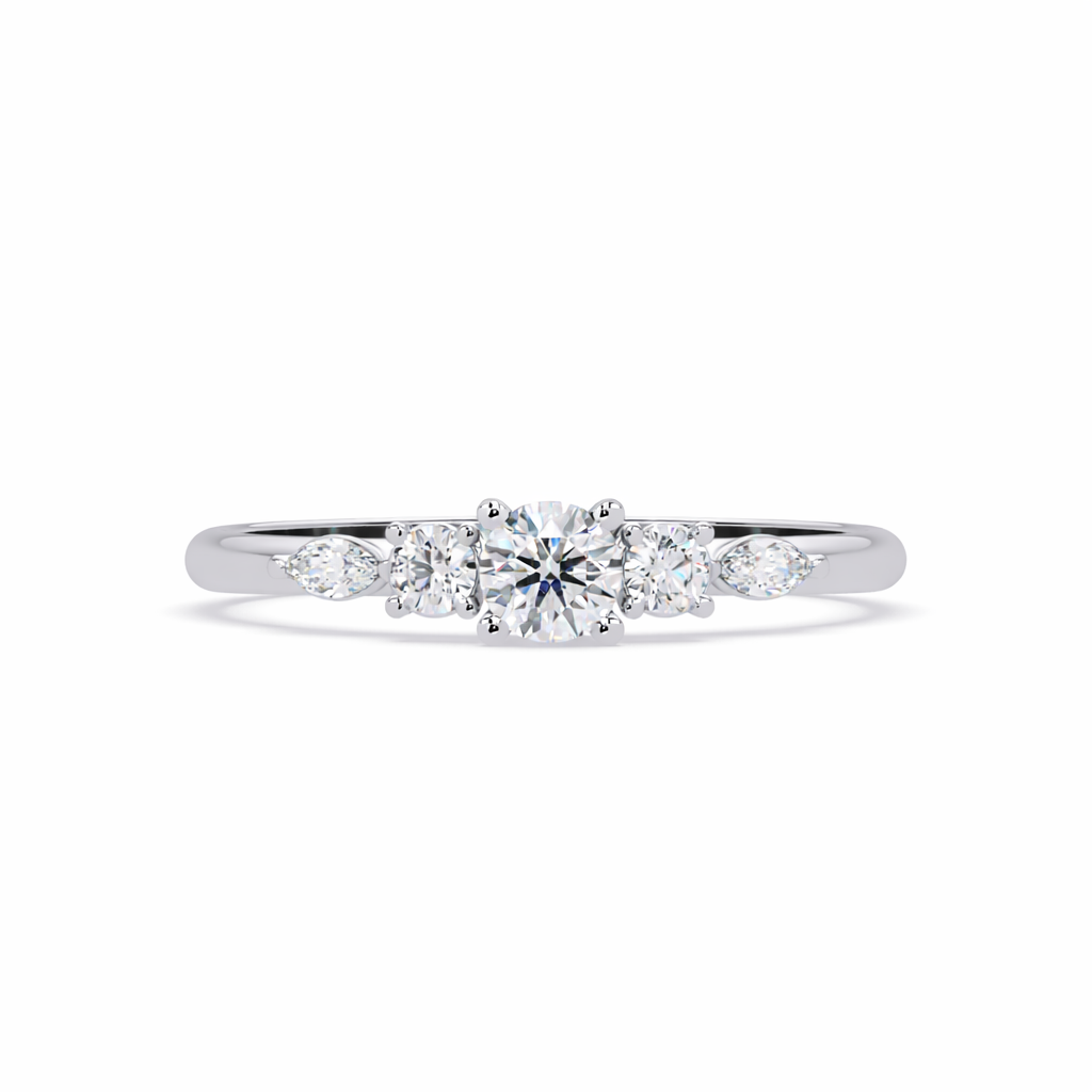 Lab Grown Diamond 0.30 CTW Round Tapered Band Ring- Sterling Silver