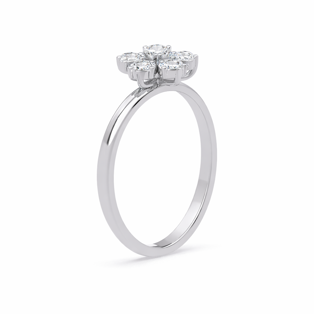 Lab Grown Diamond 0.50 CTW Pear Five-Petal Floral Ring- Sterling Silver