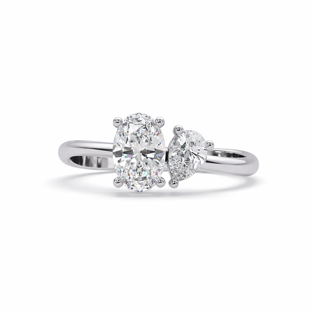 Lab Grown Diamond 0.65 CTW Oval Two-Stone Ring- Sterling Silver
