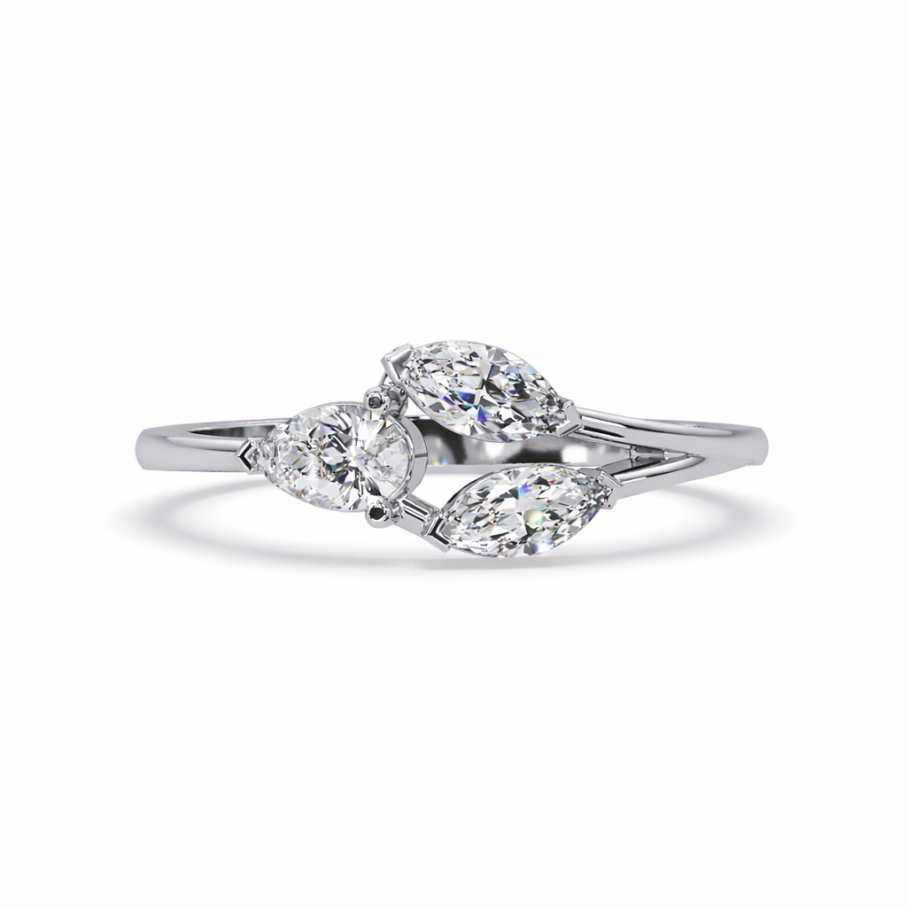 Lab Grown Diamond 0.45 CTW Marquise Three-Stone Cluster Ring- Sterling Silver