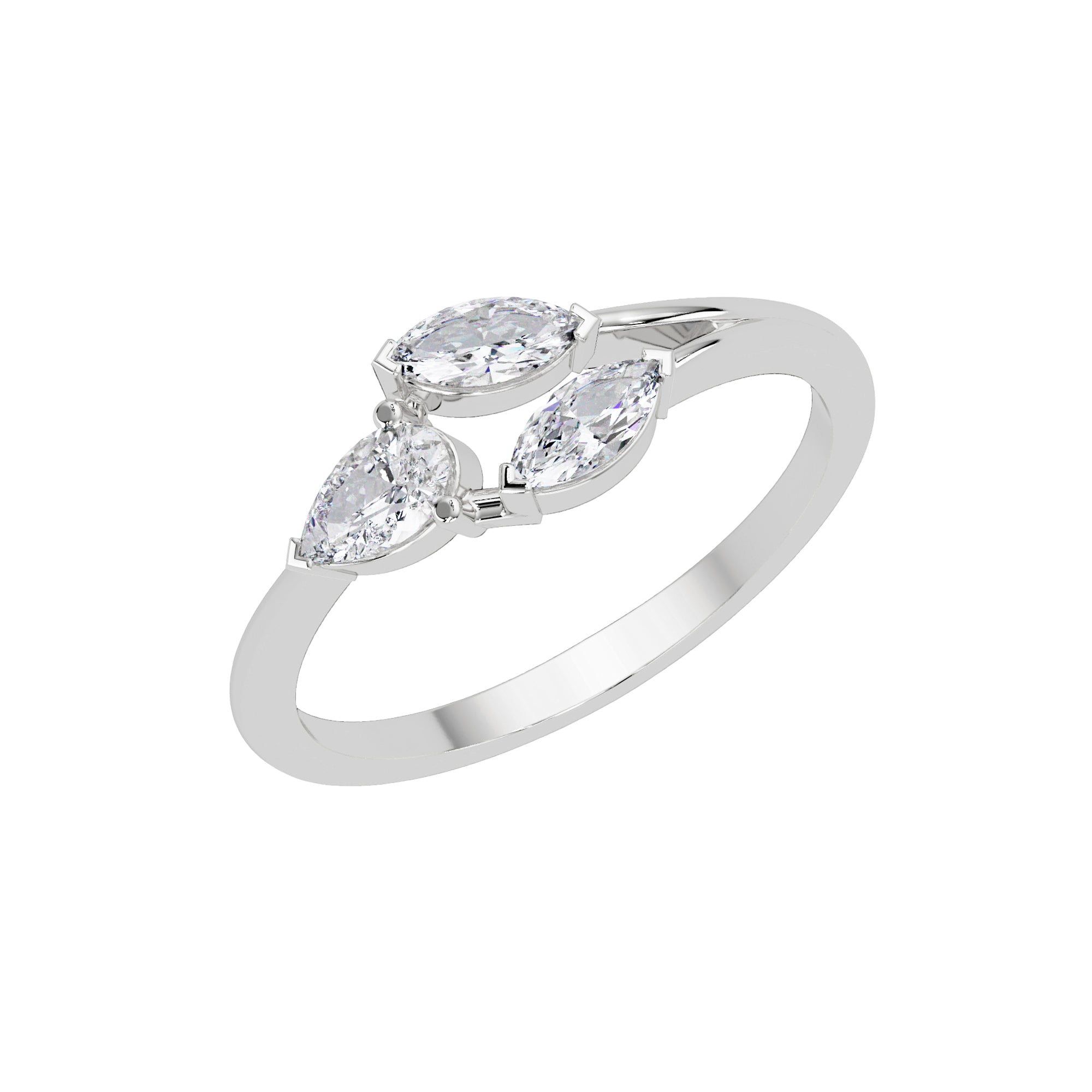 Lab Grown Diamond 0.45 CTW Marquise Three-Stone Cluster Ring- Sterling Silver