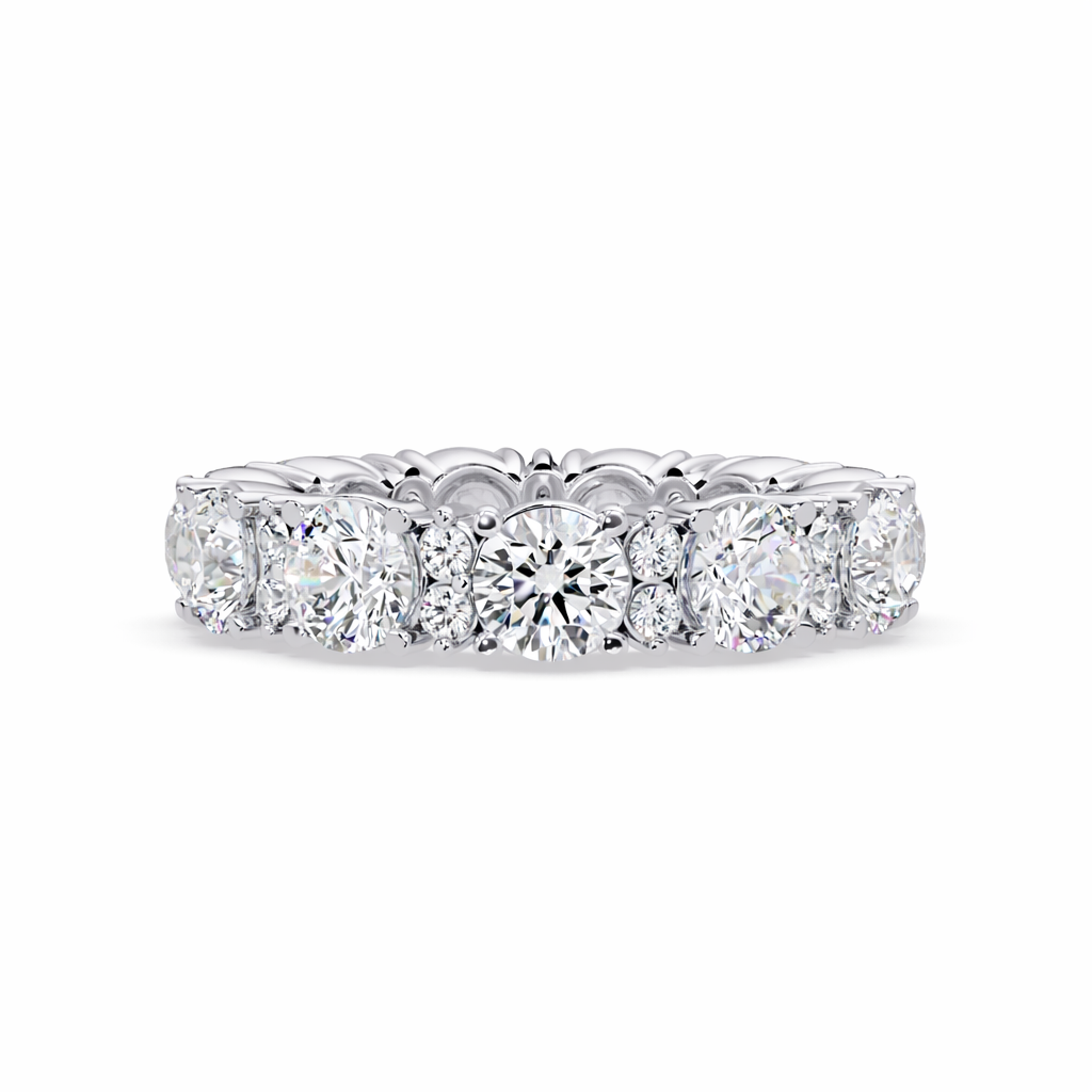 Lab Grown Diamond 4.75 CTW Round Eternity Ring- Sterling Silver