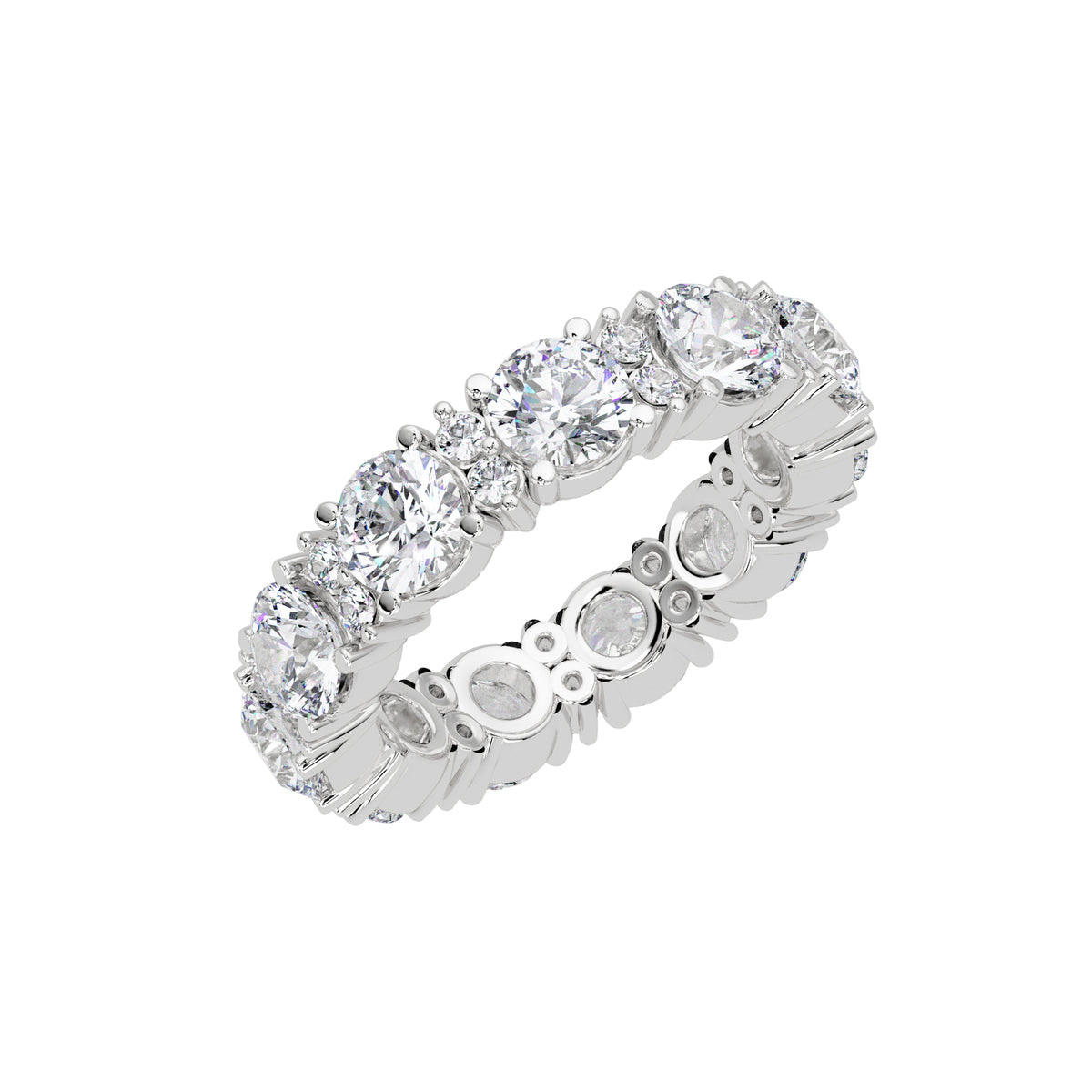 Lab Grown Diamond 4.75 CTW Round Eternity Ring- Sterling Silver