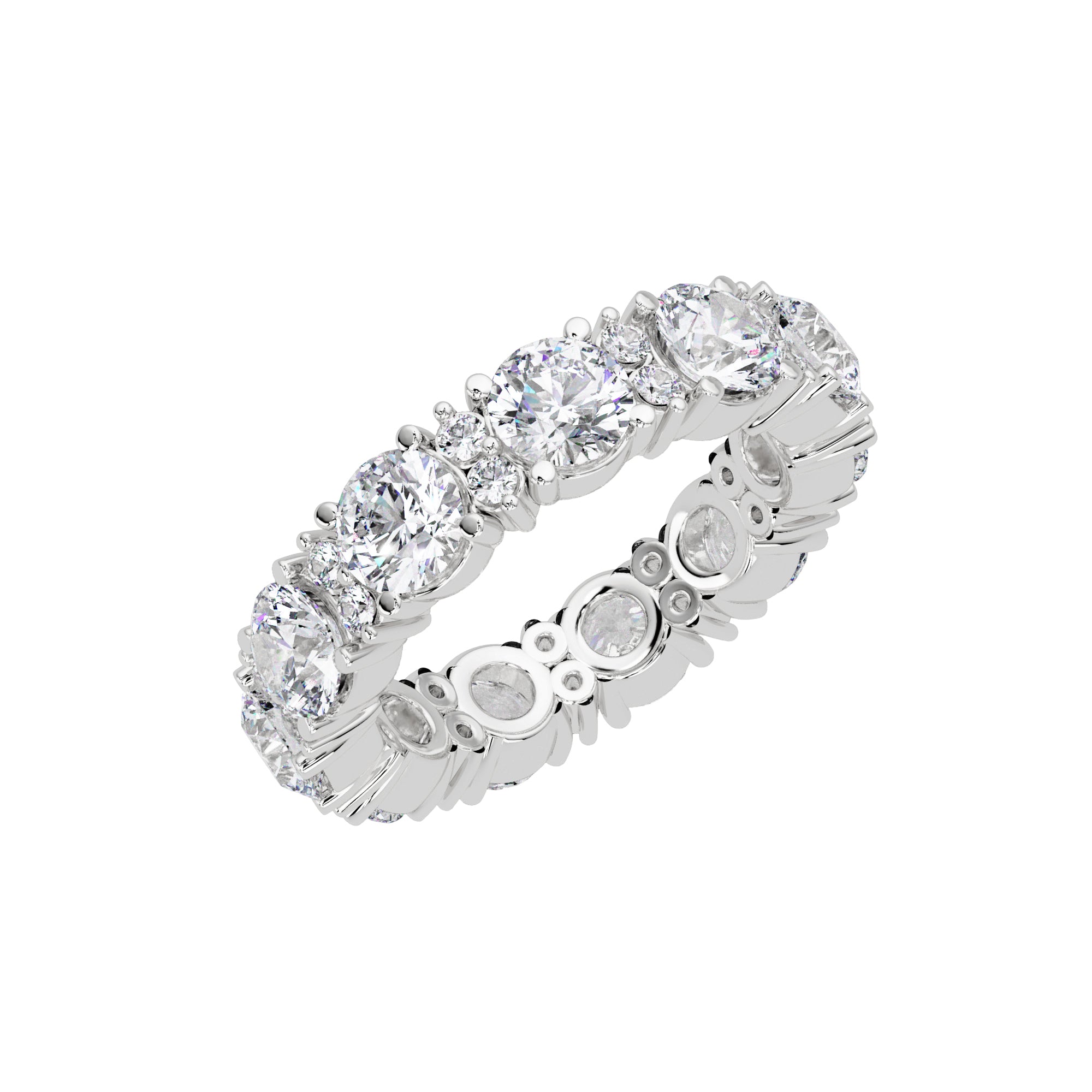 Lab Grown Diamond 4.75 CTW Round Eternity Ring- Sterling Silver
