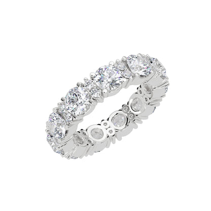 Lab Grown Diamond 4.75 CTW Round Eternity Ring- Sterling Silver