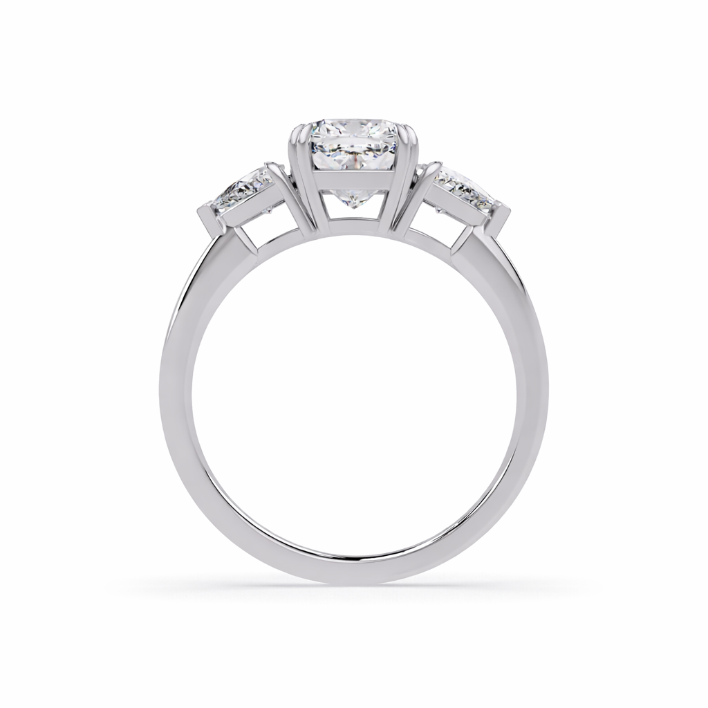 Lab Grown Diamond 2.50 CTW Cushion Three Stone Ring- Sterling Silver