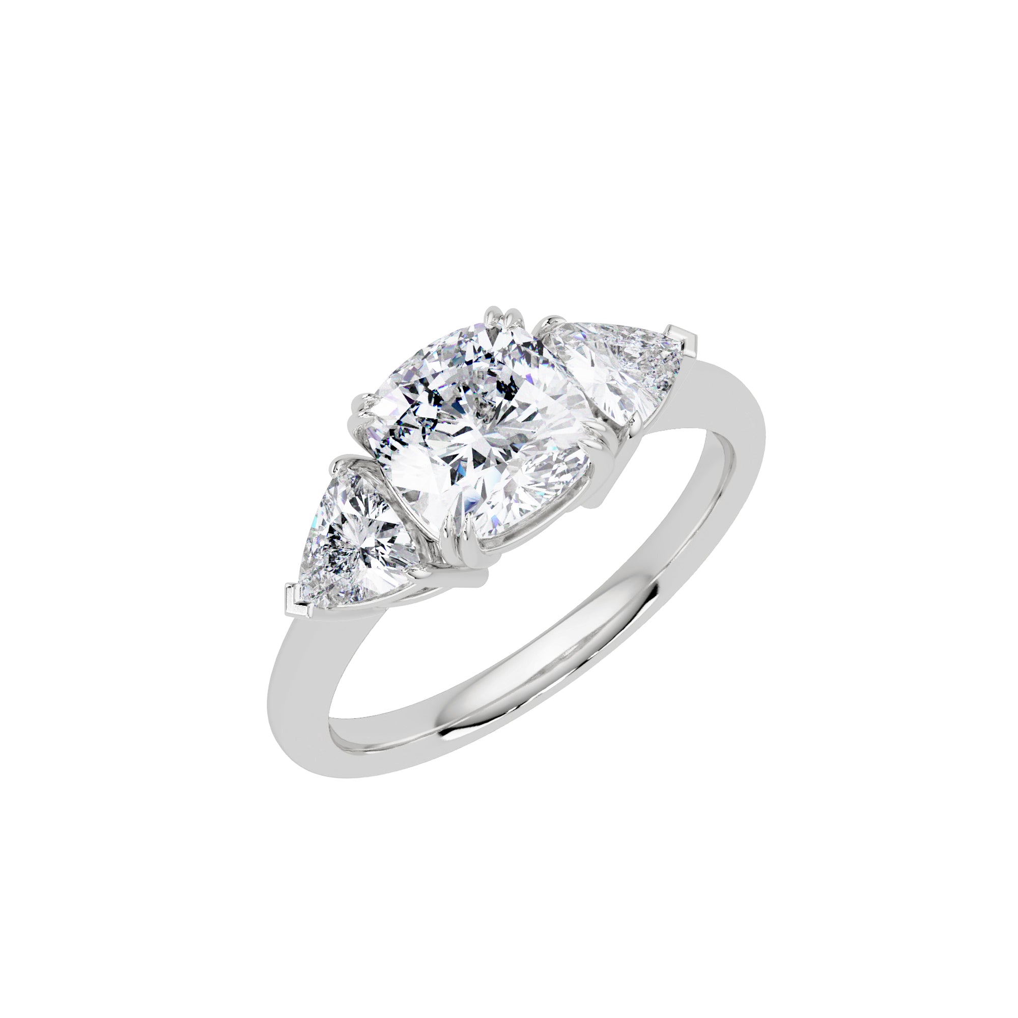 Lab Grown Diamond 2.50 CTW Cushion Three Stone Ring- Sterling Silver