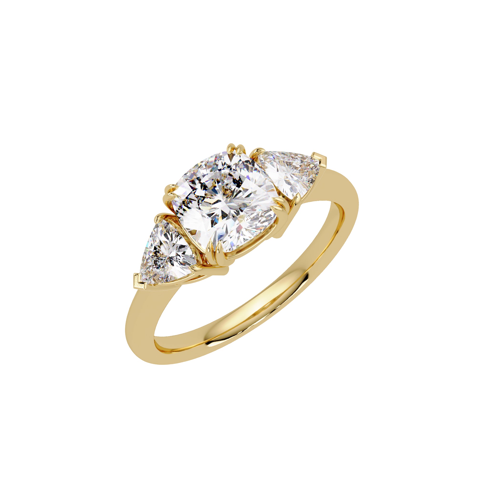 Lab Grown Diamond 2.50 CTW Cushion Three Stone Ring- Sterling Silver