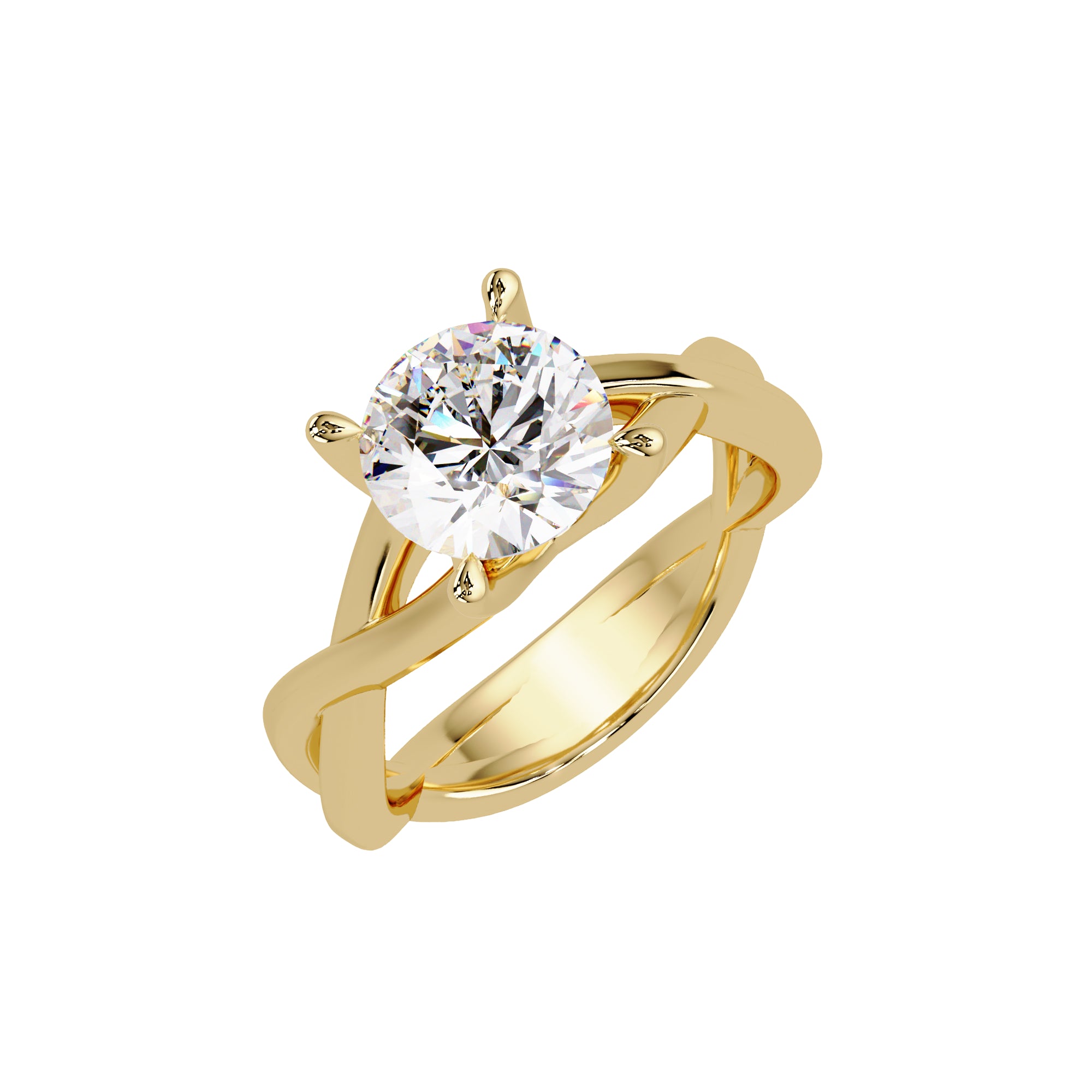 Lab Grown Diamond 2.00 CTW Round Twisted Solitaire Ring- Sterling Silver