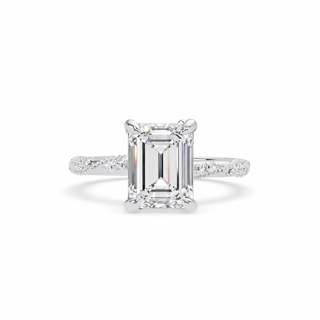 Lab Grown Diamond 3.00 CTW Octagon Solitaire Ring- Sterling Silver