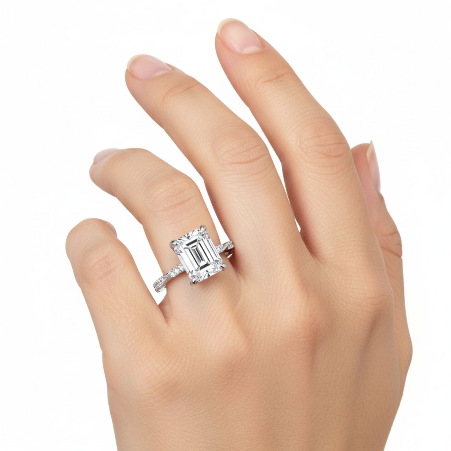 Lab Grown Diamond 3.00 CTW Octagon Solitaire Ring- Sterling Silver