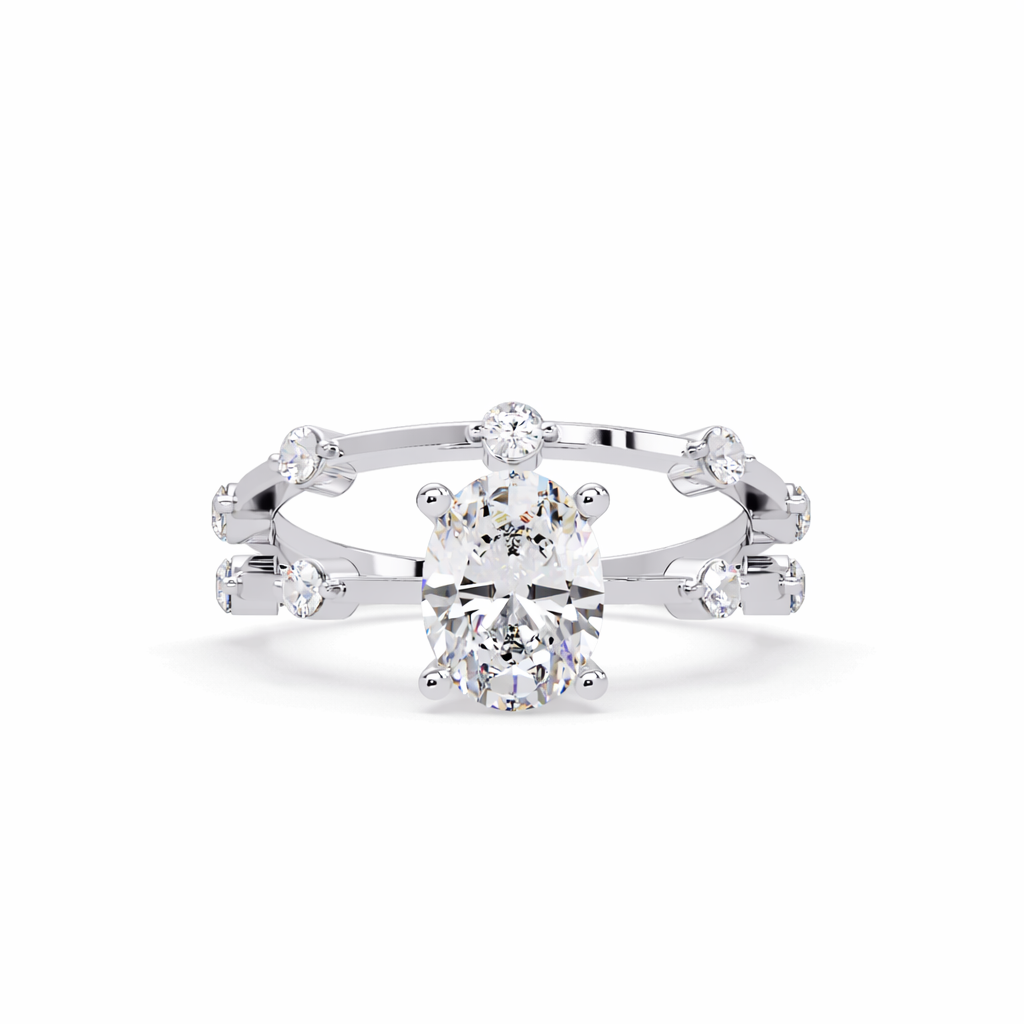 Lab Grown Diamond 1.50 CTW Oval Solitaire Ring- Sterling Silver