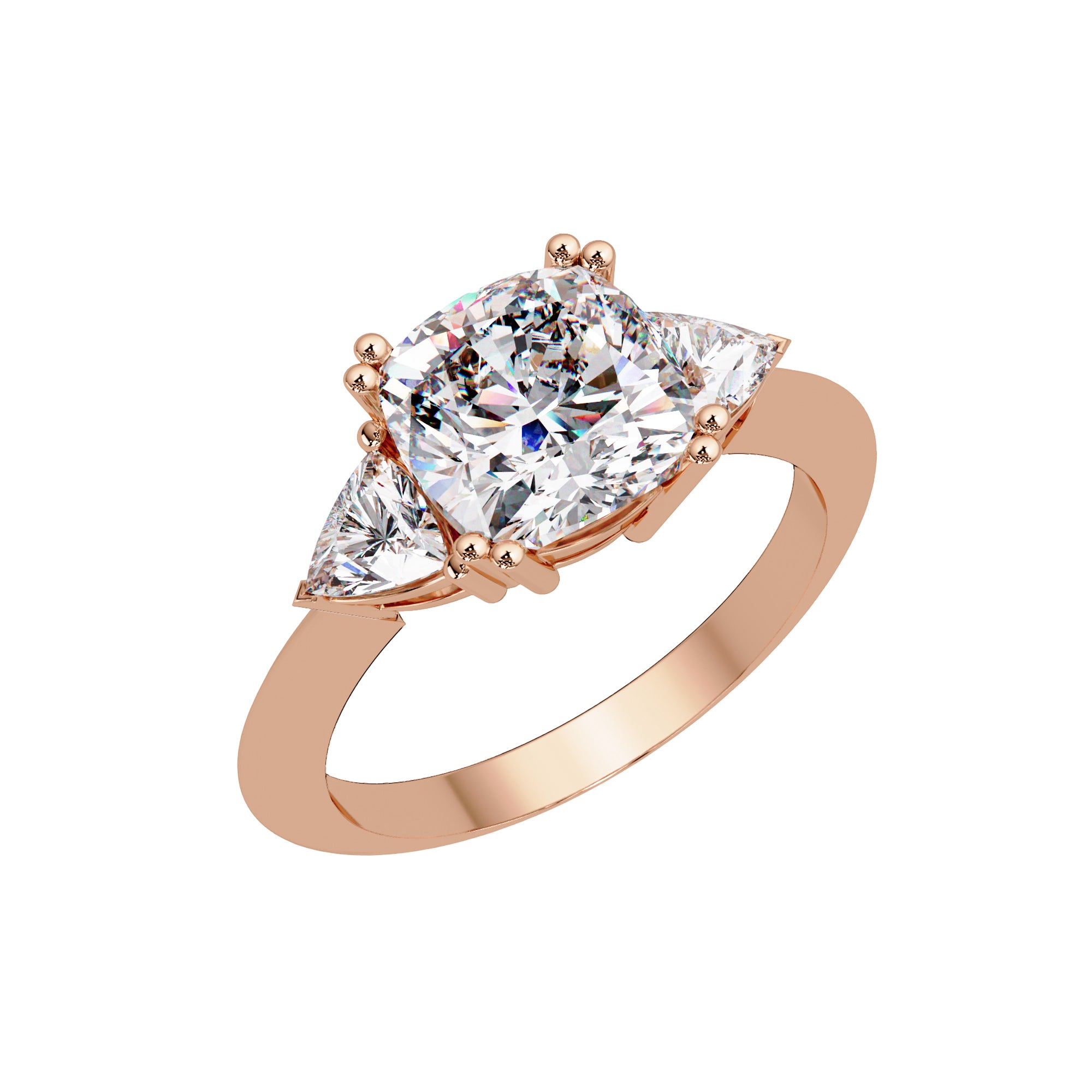 Lab Grown Diamond 3.25 CTW Cushion Three Stone Ring- Sterling Silver
