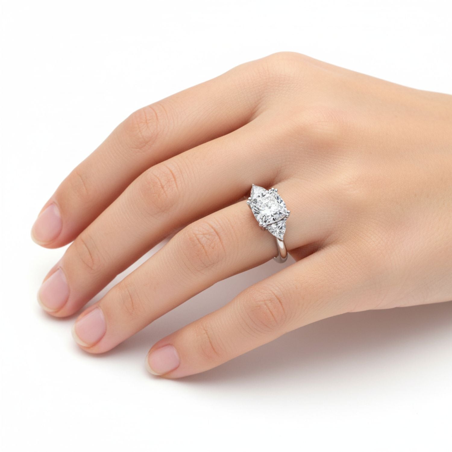 Lab Grown Diamond 3.25 CTW Cushion Three Stone Ring- Sterling Silver