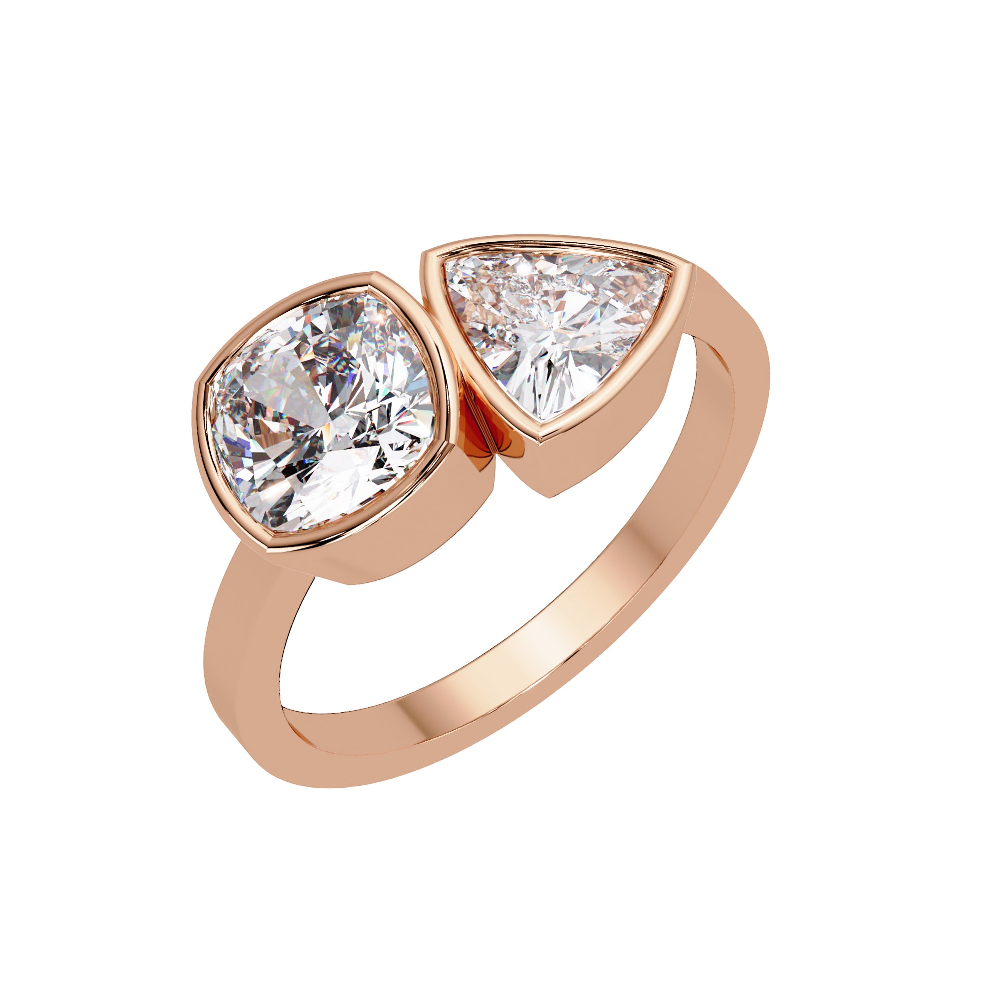 Lab Grown Diamond 2.00 CTW Two Stone Bezel Set Ring- Sterling Silver