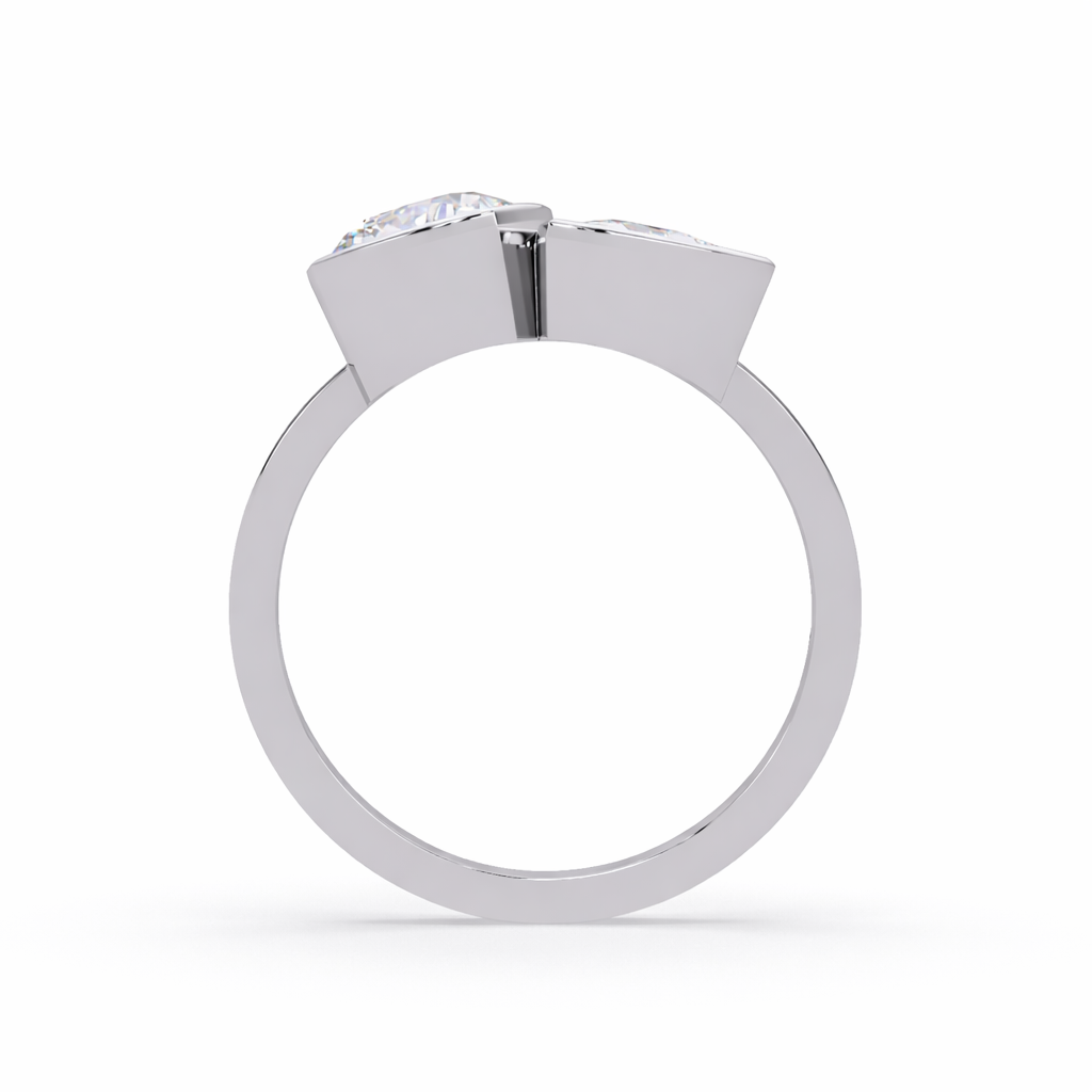 Lab Grown Diamond 2.00 CTW Two Stone Bezel Set Ring- Sterling Silver