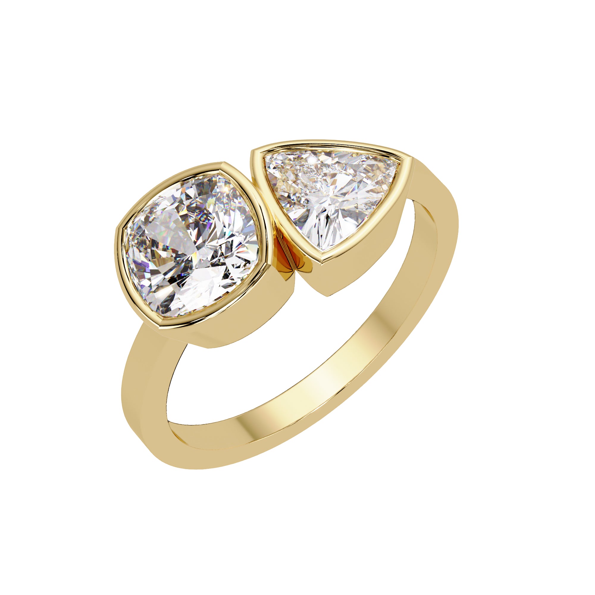 Lab Grown Diamond 2.00 CTW Two Stone Bezel Set Ring- Sterling Silver
