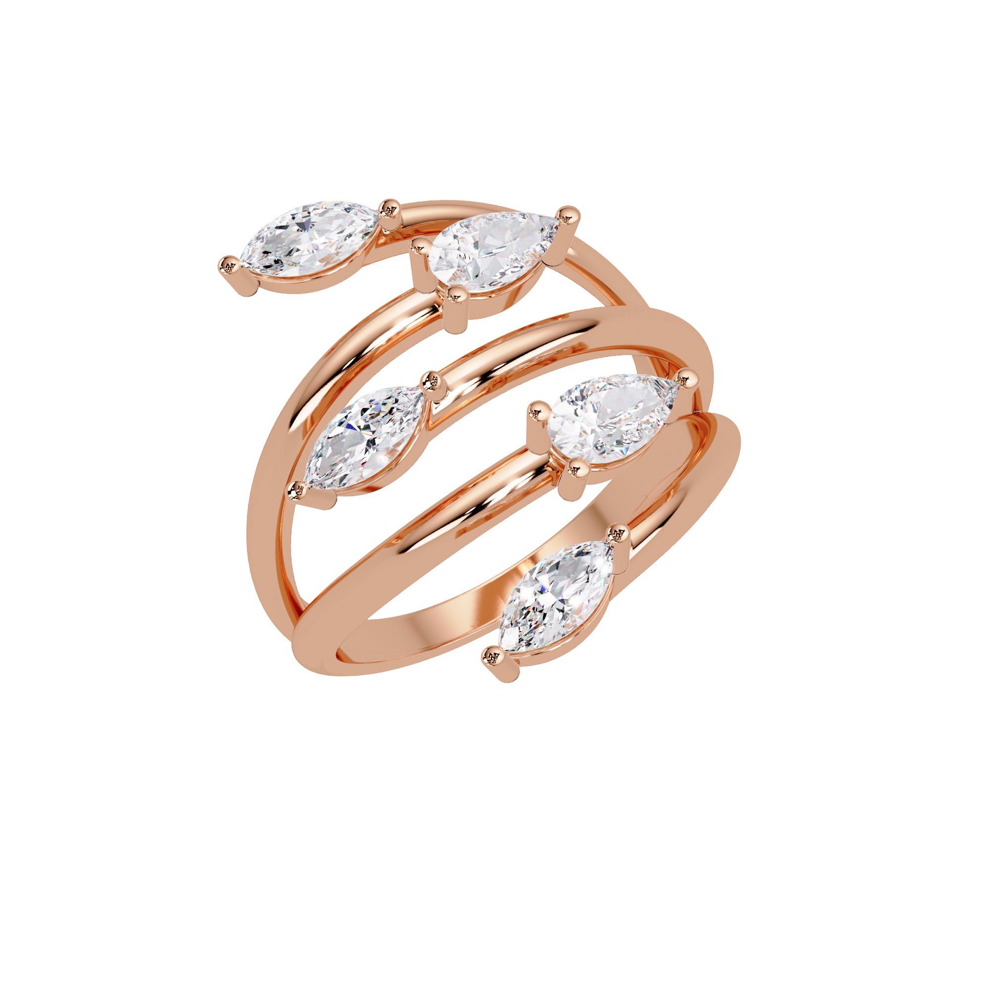 Lab Grown Diamond 1.25 CTW Multi-Row Wrap Design Ring- Sterling Silver