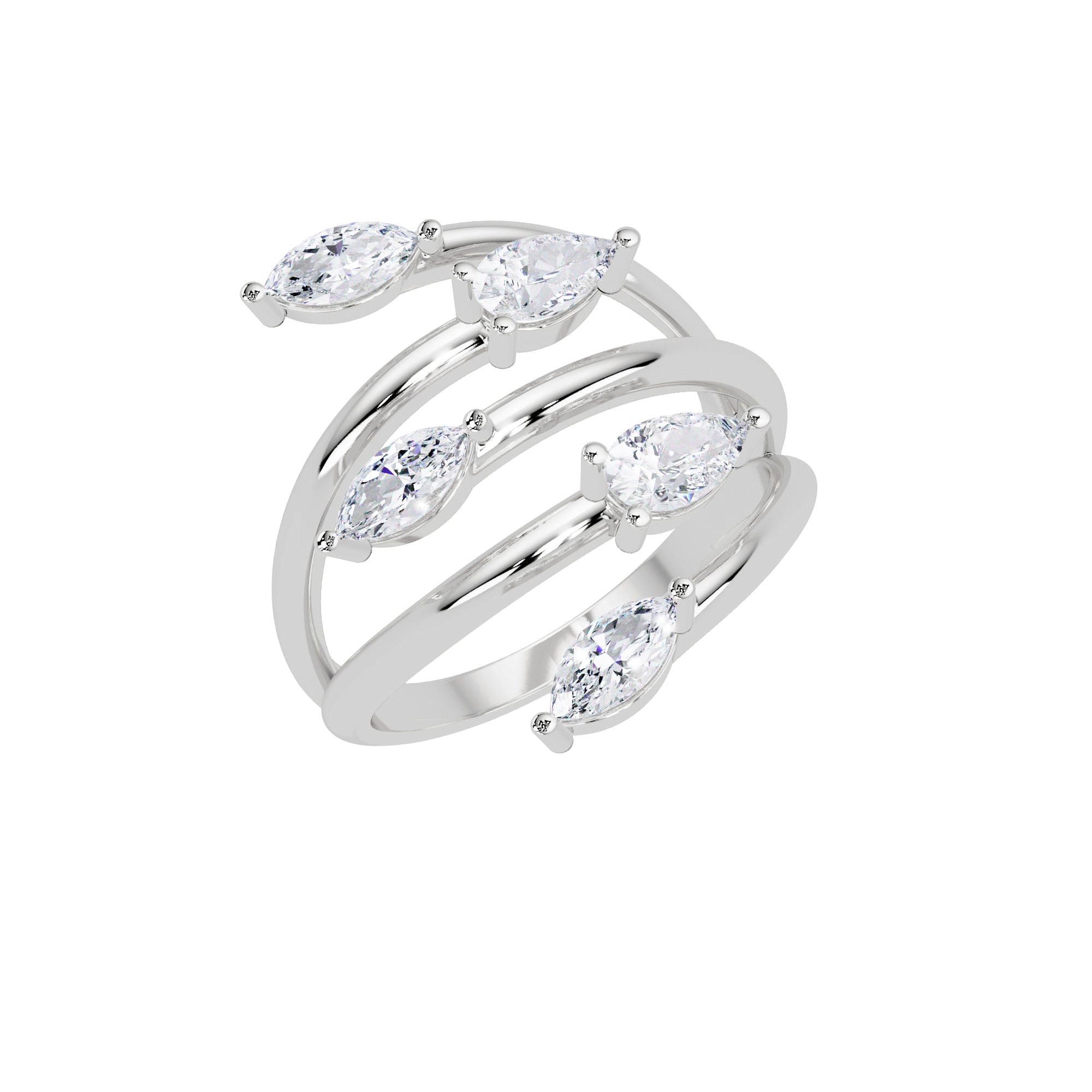 Lab Grown Diamond 1.25 CTW Multi-Row Wrap Design Ring- Sterling Silver