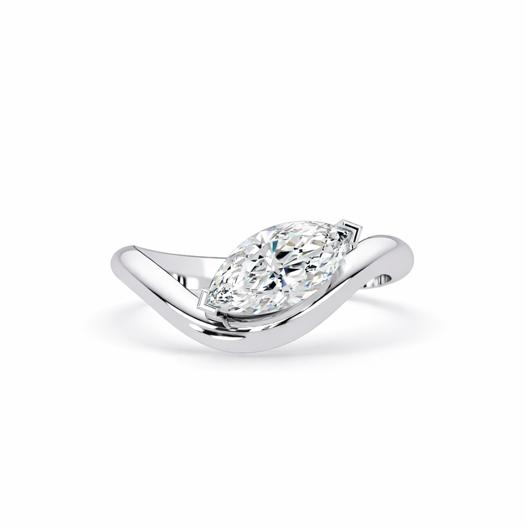 Lab Grown Diamond 1.00 CTW Marquise Solitaire Byapss Ring- Sterling Silver