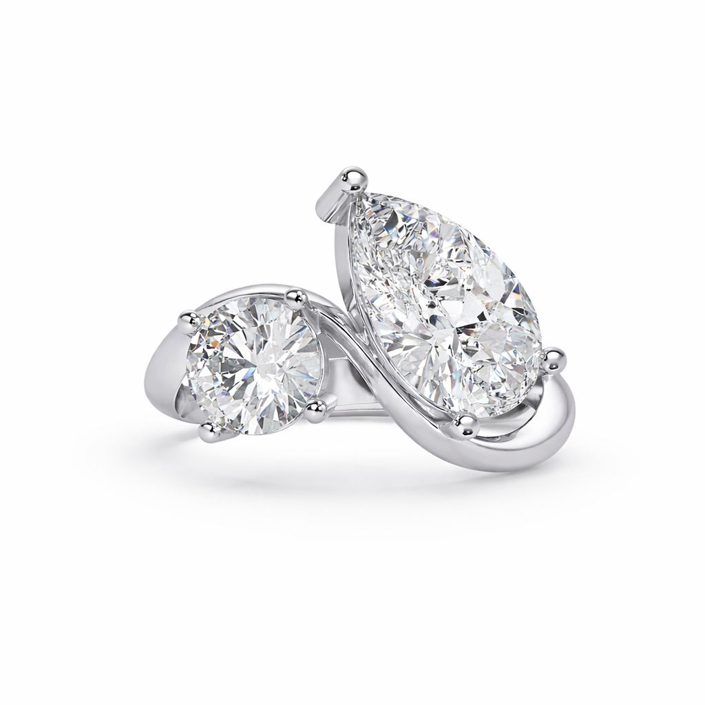Lab Grown Diamond 3.00 CTW Pear Two-Stone Bypass Ring- Sterling Silver