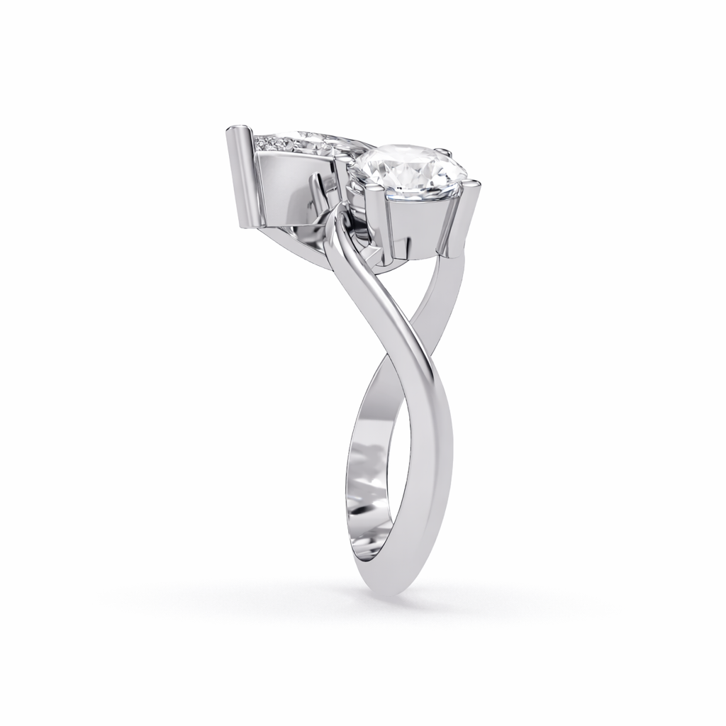 Lab Grown Diamond 3.00 CTW Pear Two-Stone Bypass Ring- Sterling Silver