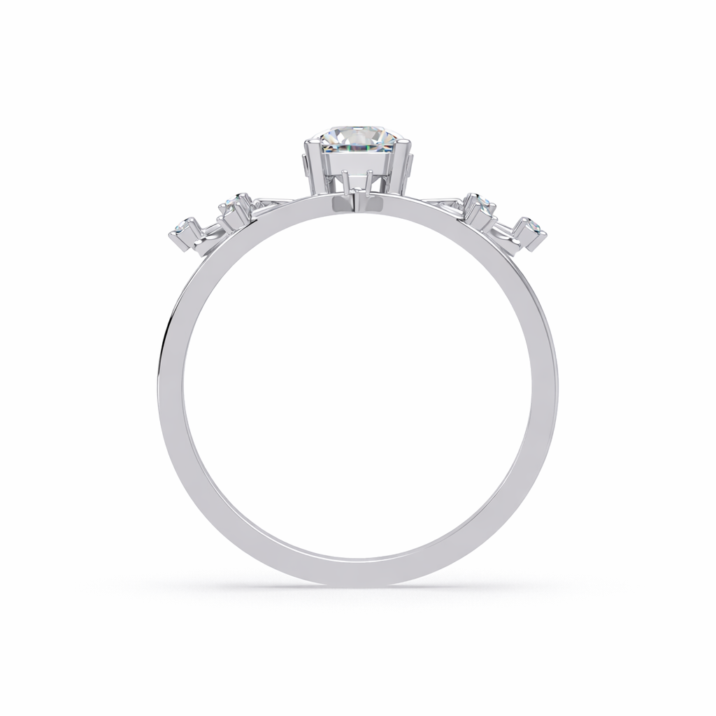 Lab Grown Diamond 0.90 CTW Round Floral Vine Design Ring- Sterling Silver
