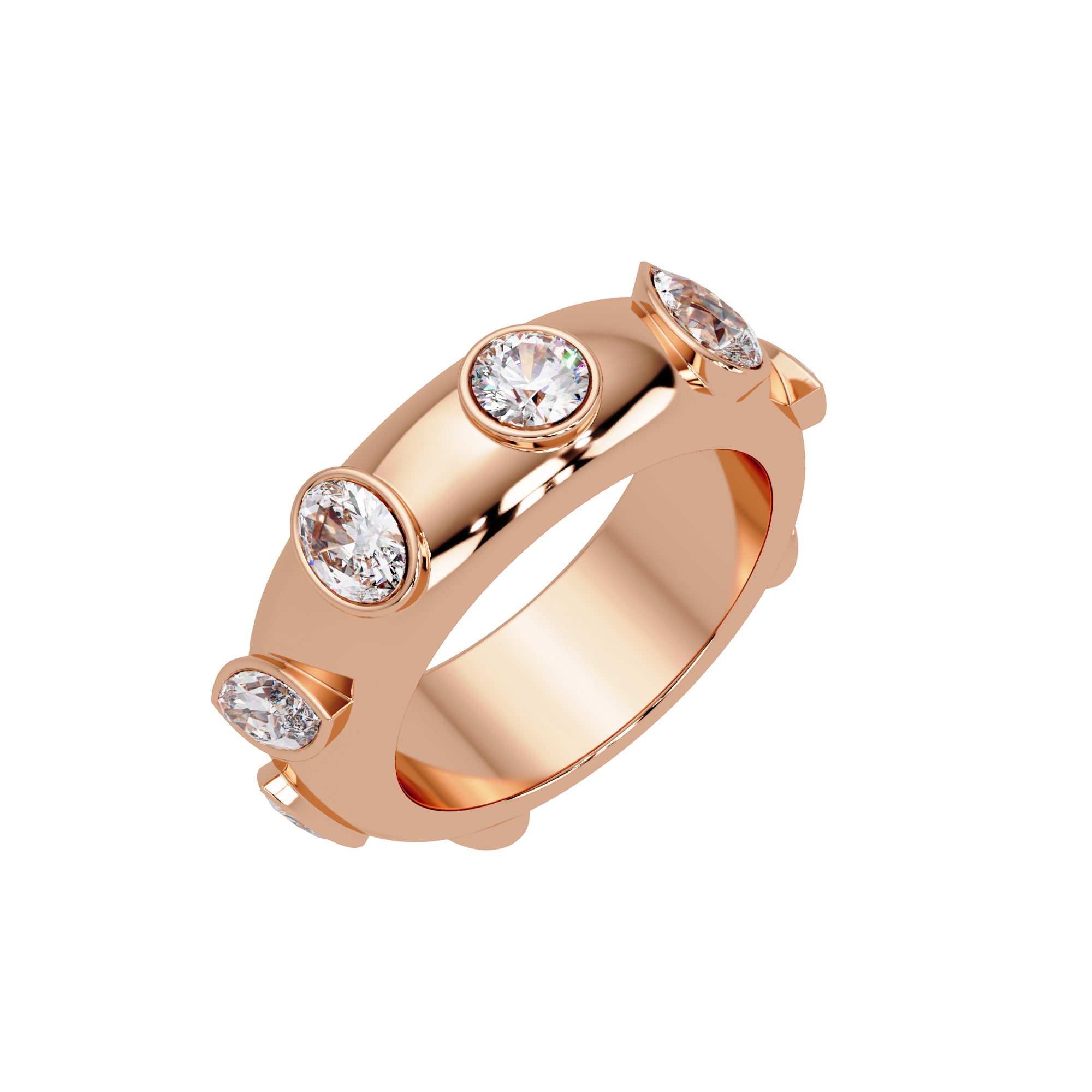 Lab Grown Diamond 2.25 CTW Bezel Design Eternity Ring- Sterling Silver