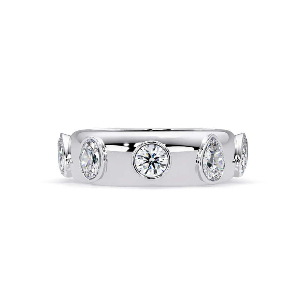 Lab Grown Diamond 2.25 CTW Bezel Design Eternity Ring- Sterling Silver