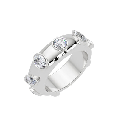 Lab Grown Diamond 2.25 CTW Bezel Design Eternity Ring- Sterling Silver
