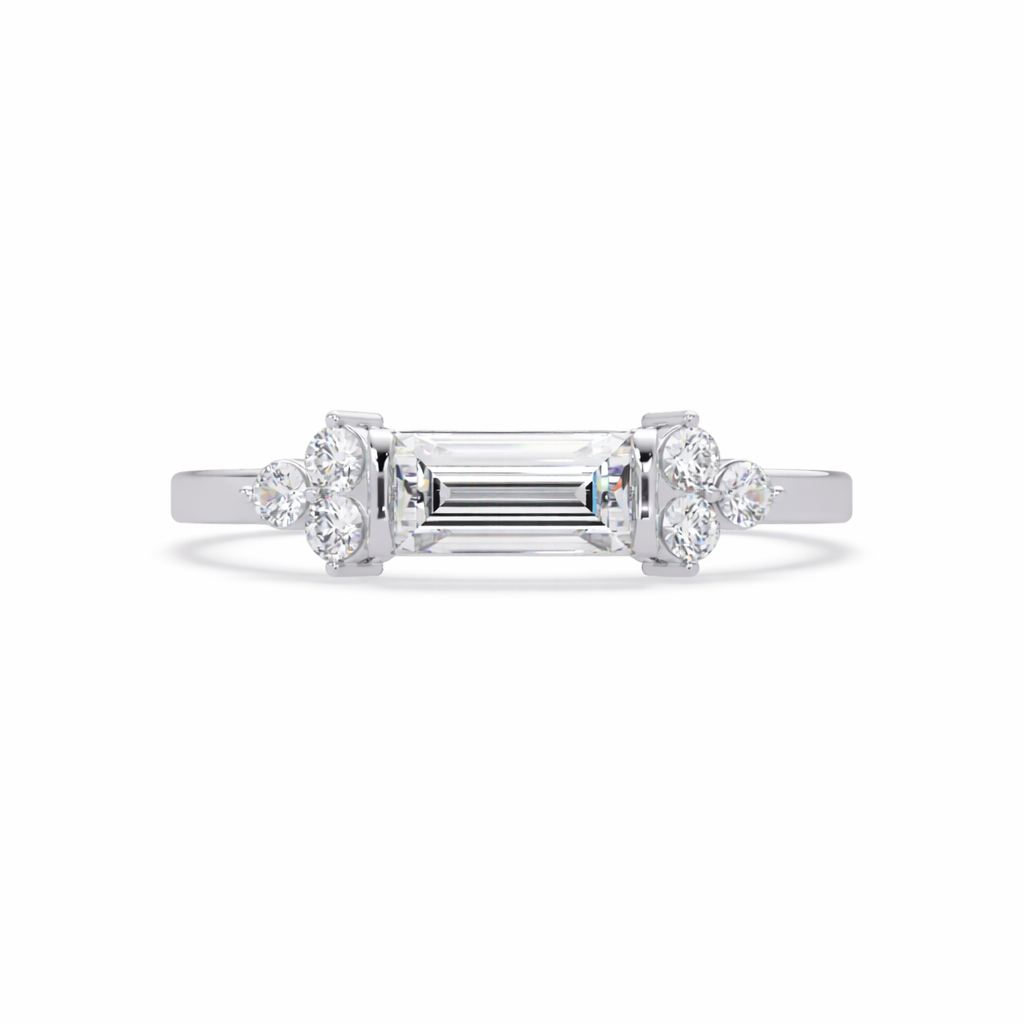 Lab Grown Diamond 0.65 CTW Baguette Accent Cluster Ring- Sterling Silver