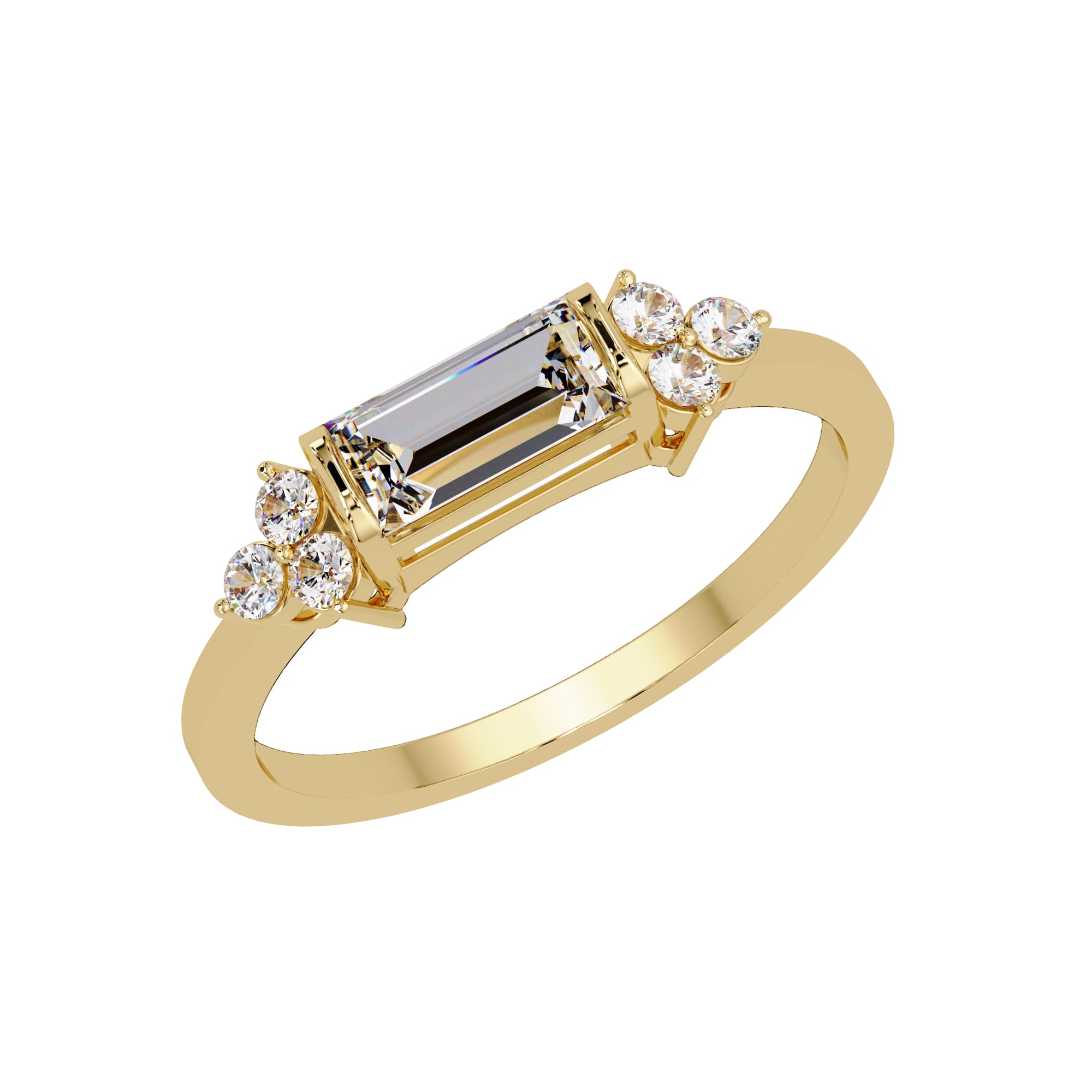 Lab Grown Diamond 0.65 CTW Baguette Accent Cluster Ring- Sterling Silver